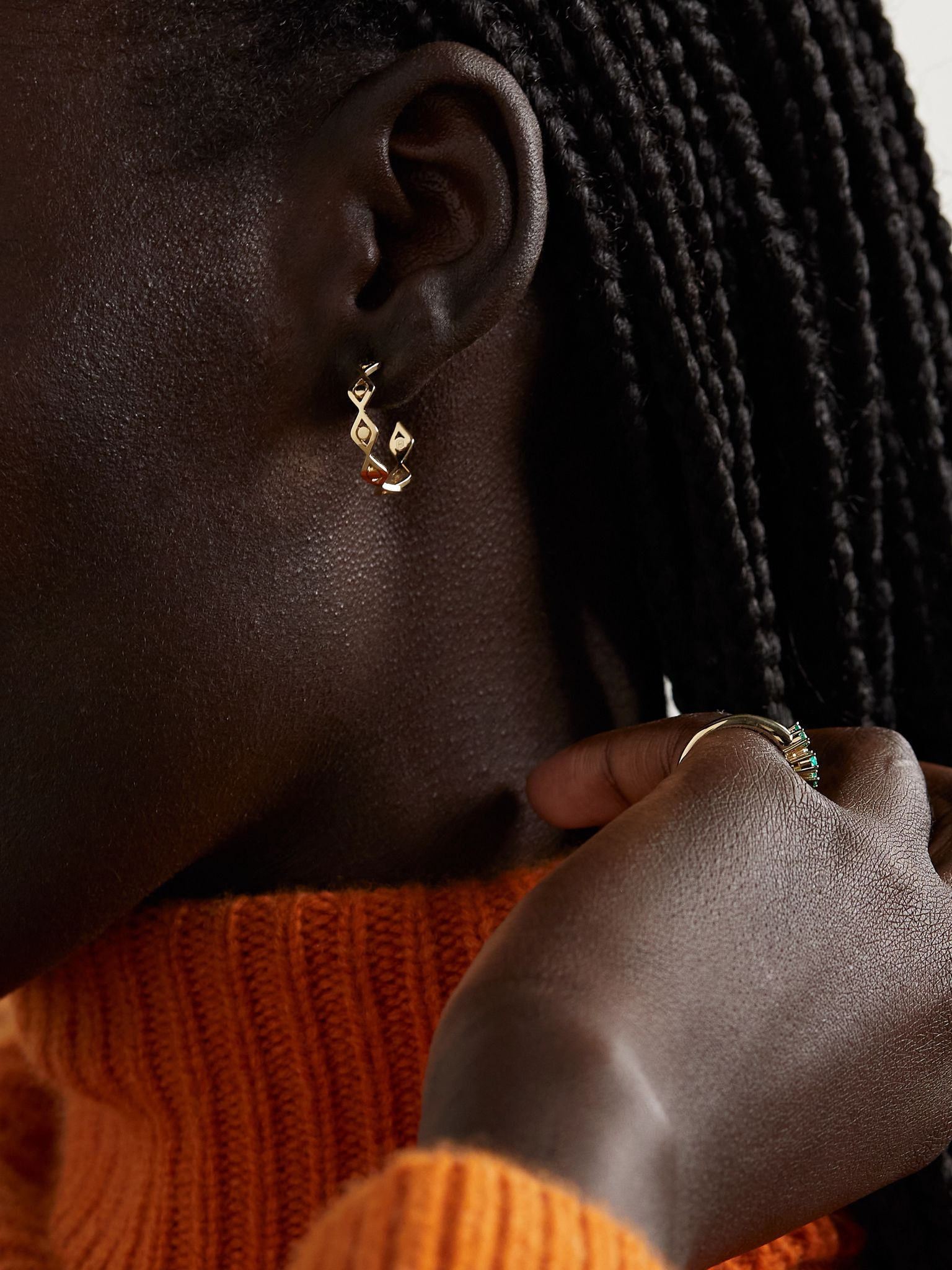Medium Evil Eye 14-karat gold hoop earrings Gold - 2