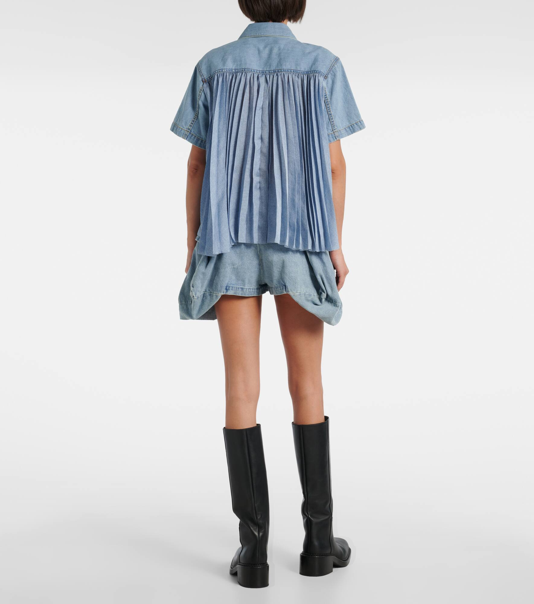 Pleated denim shirt - 3