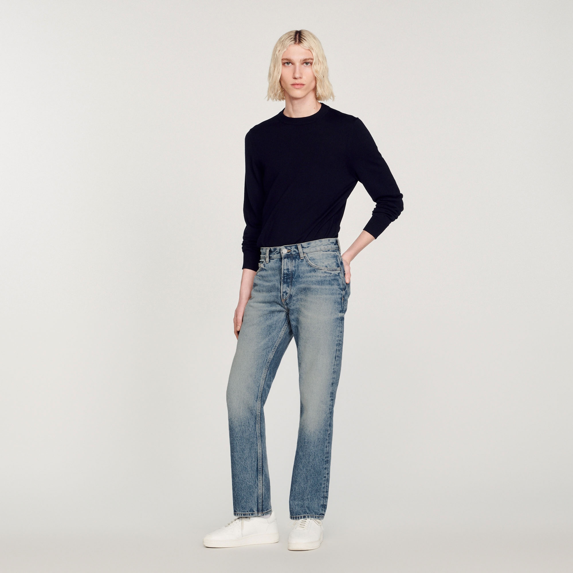 Faded straight-leg organic cotton jeans - 2