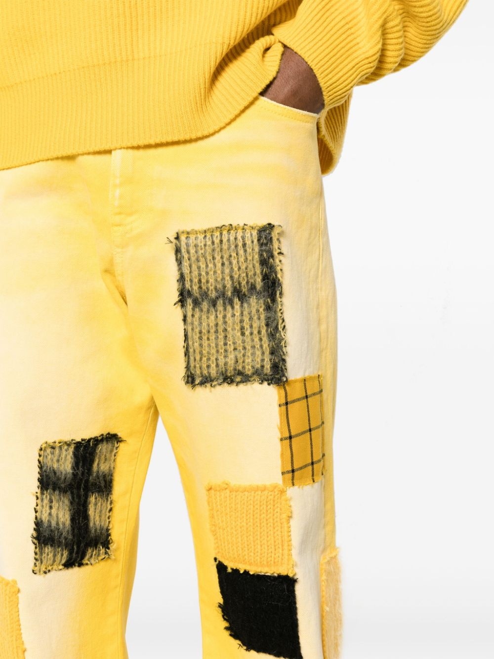 patchwork-detailing cotton straight-leg jeans - 5