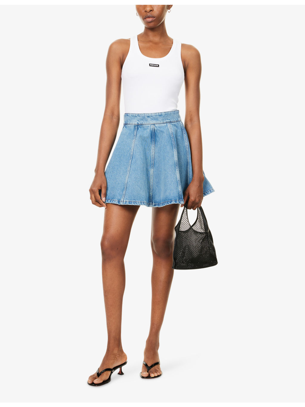 Flared Denim Mini Skirt - 2