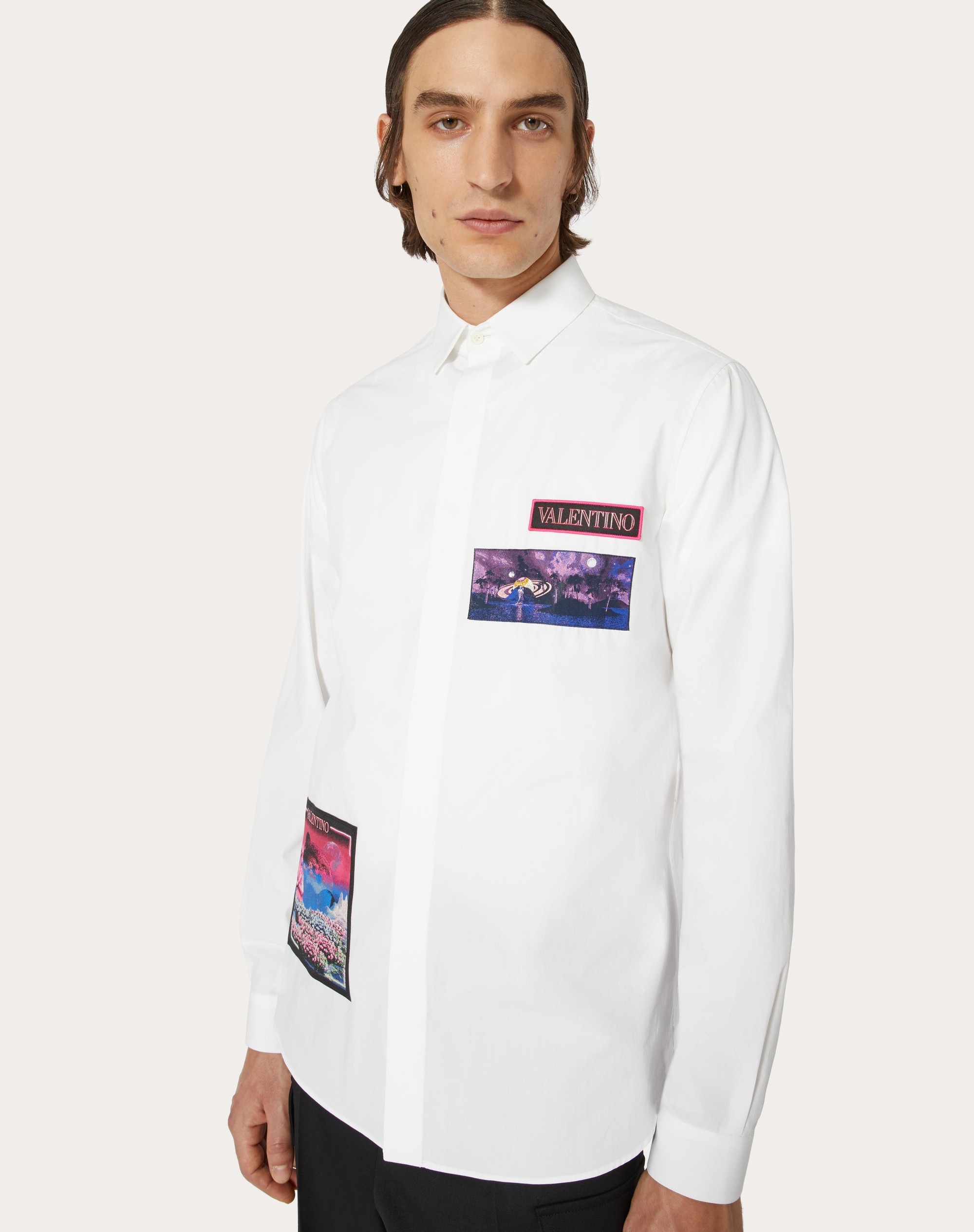 COTTON SHIRT WITH BROCADE PATCH - 5