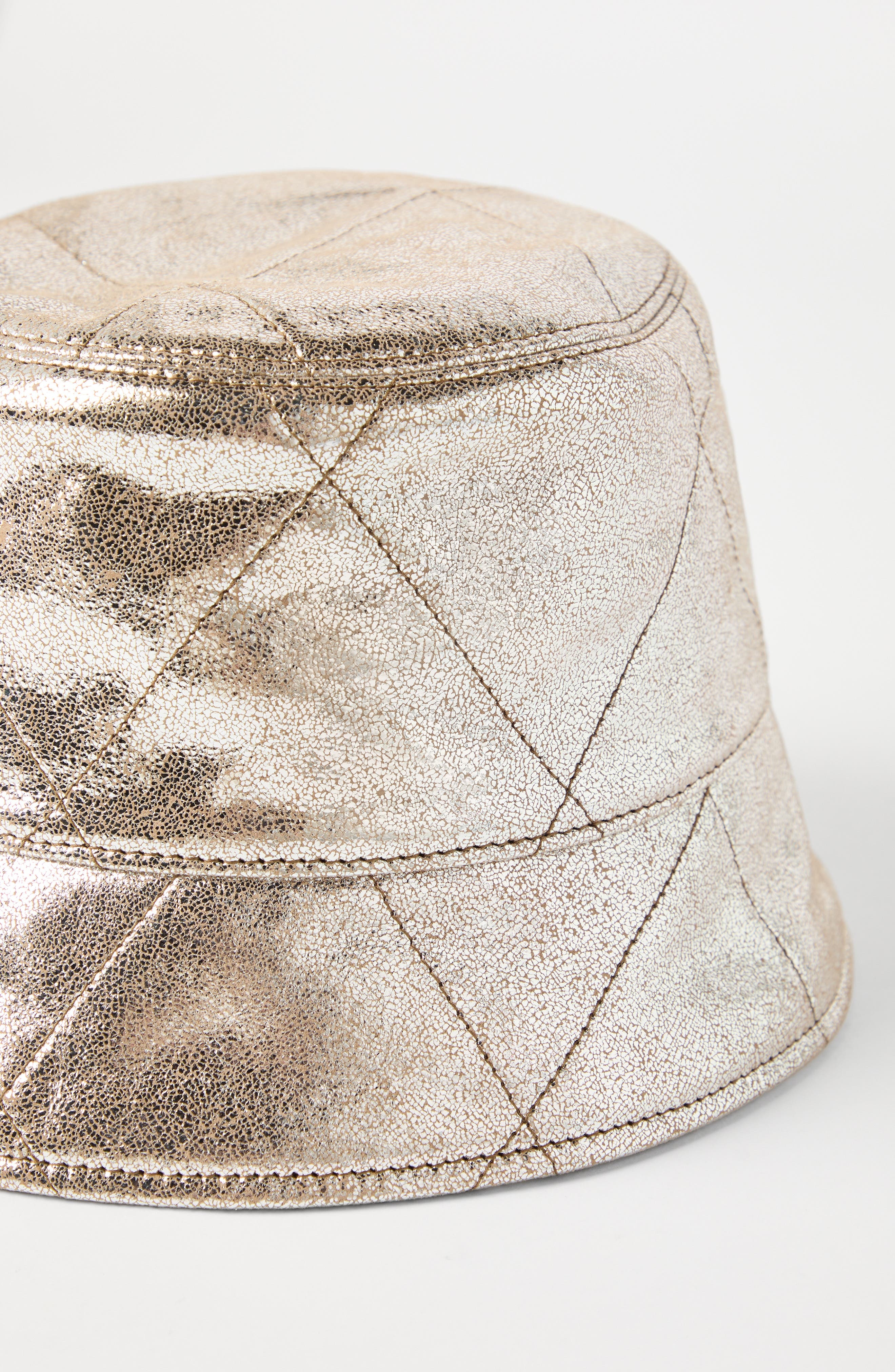 Brunello Cucinelli Lamé nappa Bucket hat in Silver at Nordstrom - 3