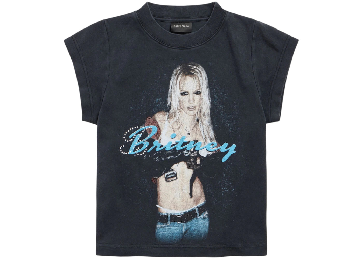 Balenciaga Music Britney Spears Series Shrunk T-shirt Faded Black/Blue - 1