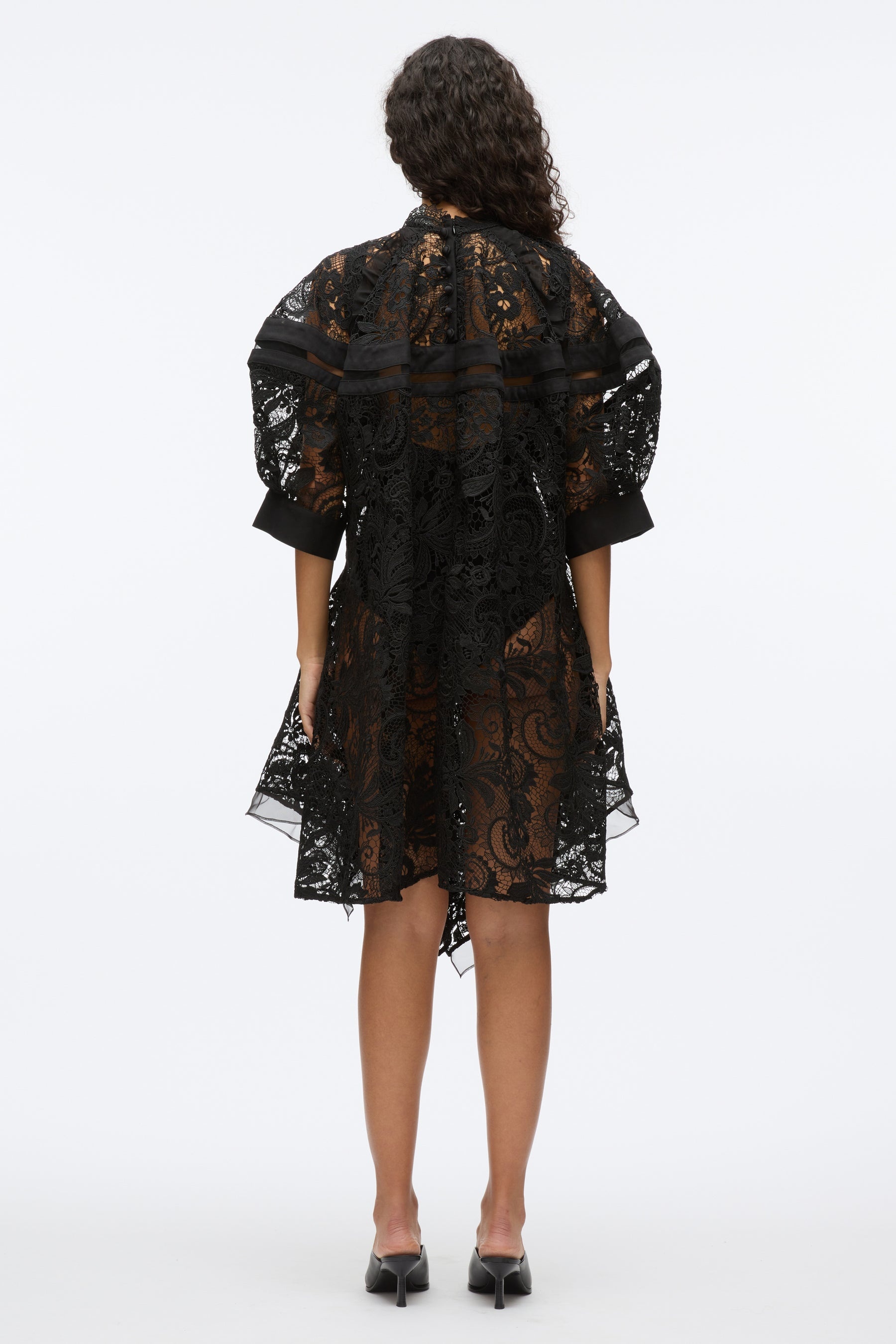 Embroidered Lace Hankerchief Dress - 6