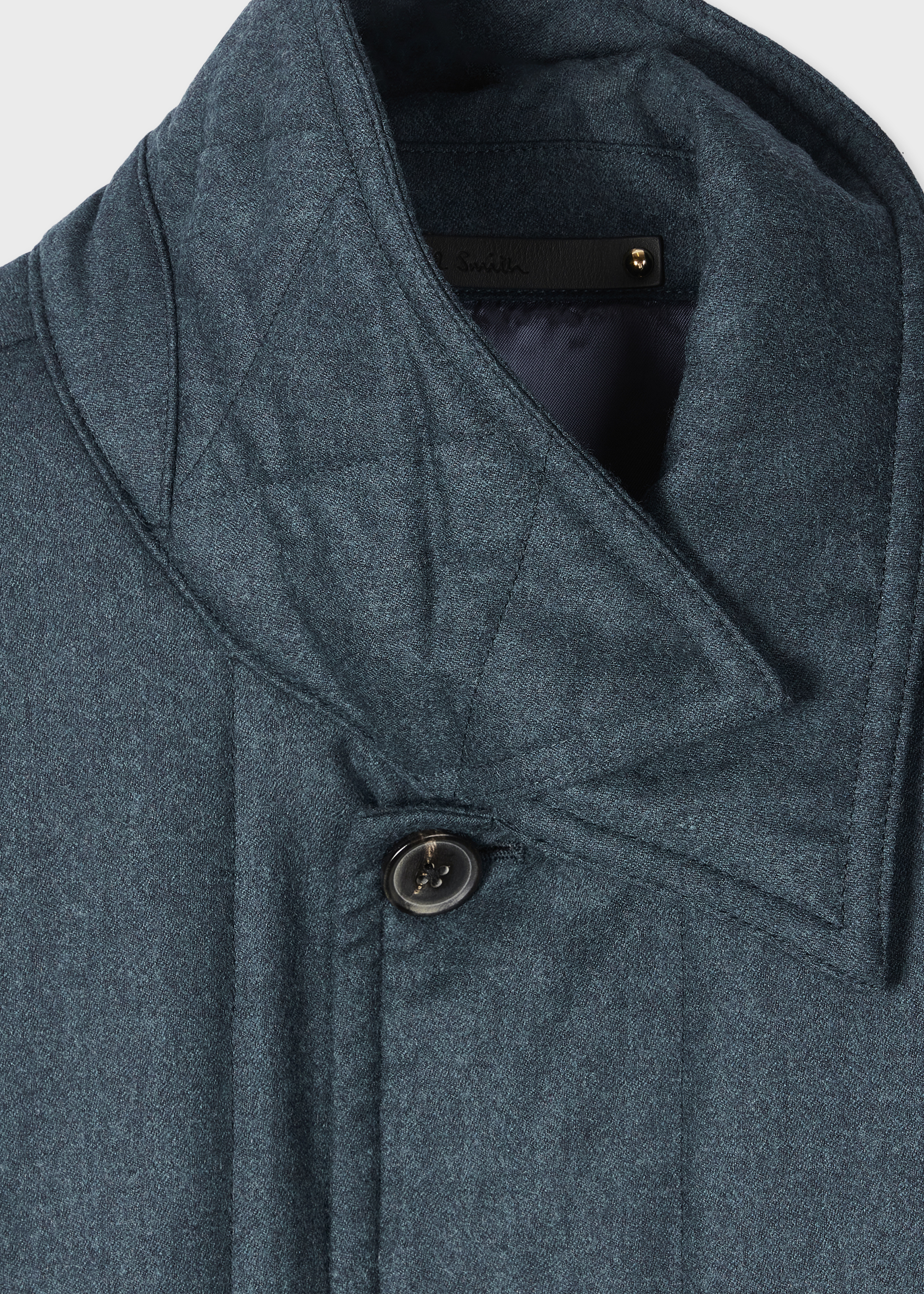 Blue Overdyed Wool-Cashmere Flannel Quilted Jacket - 2