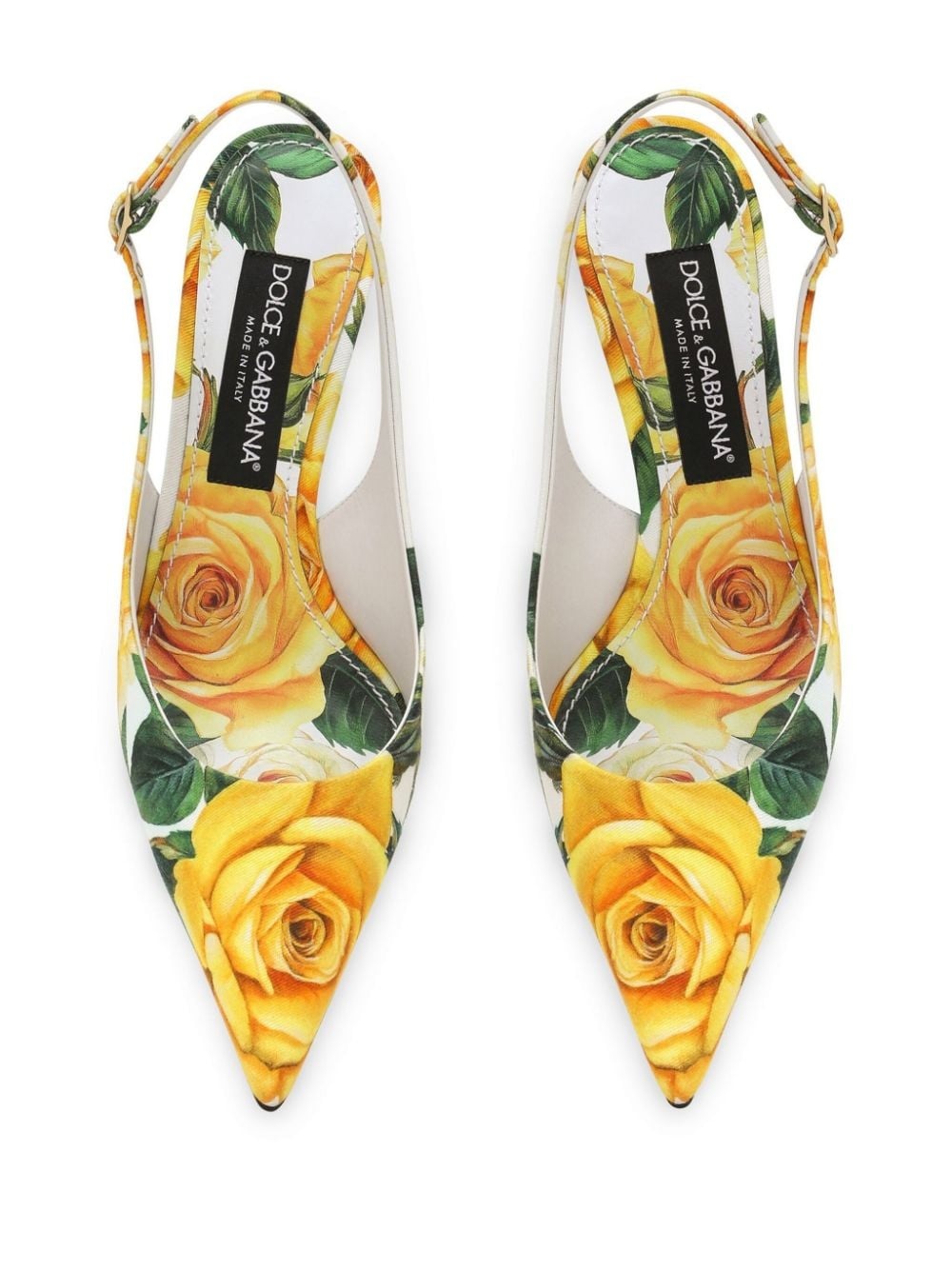 floral-print leather slingback pumps - 4