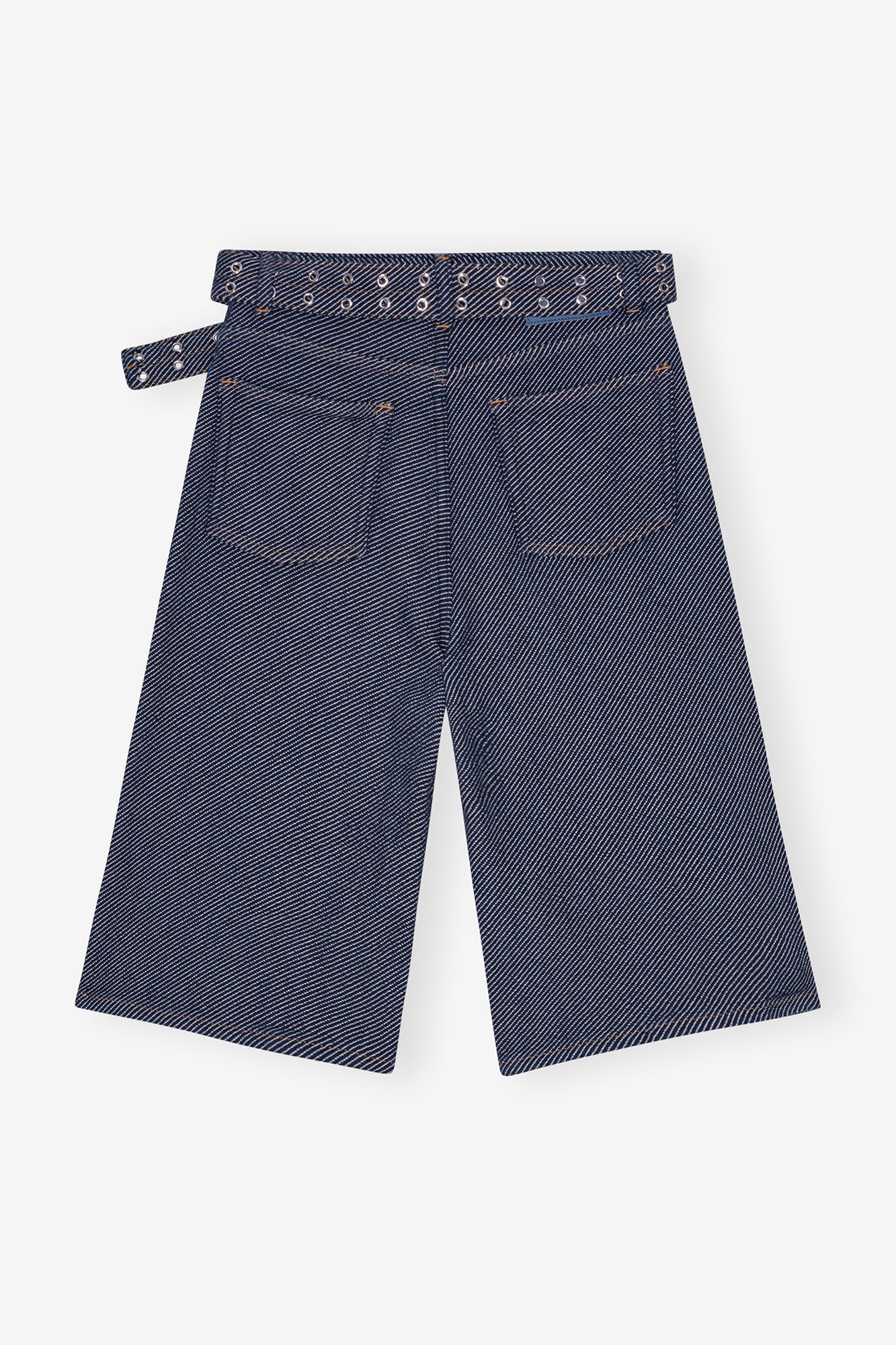 DARK BLUE TWILL DENIM SHORTS - 2