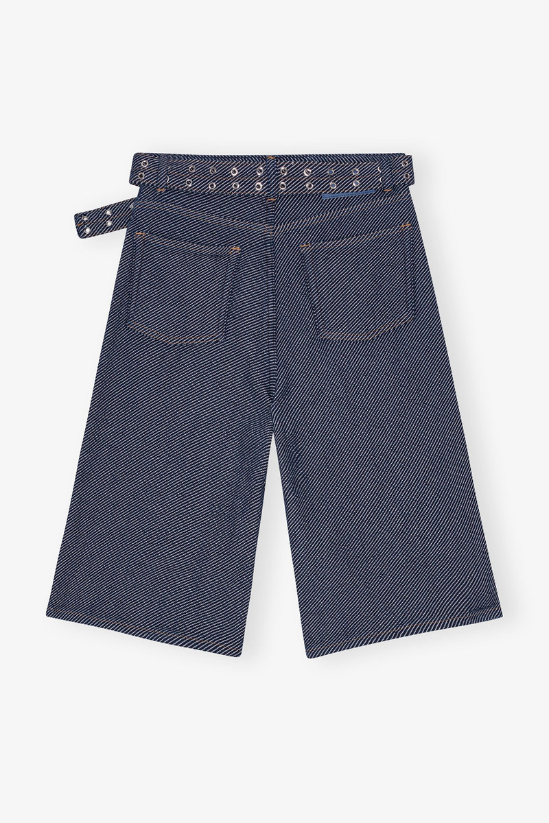 GANNI DARK BLUE TWILL DENIM SHORTS outlook