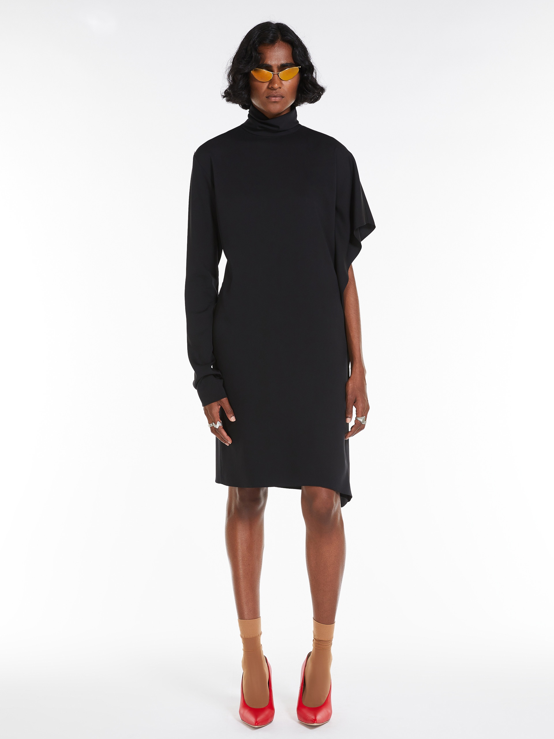 Sportmax CIRCOLO Asymmetrical stretch georgette dress