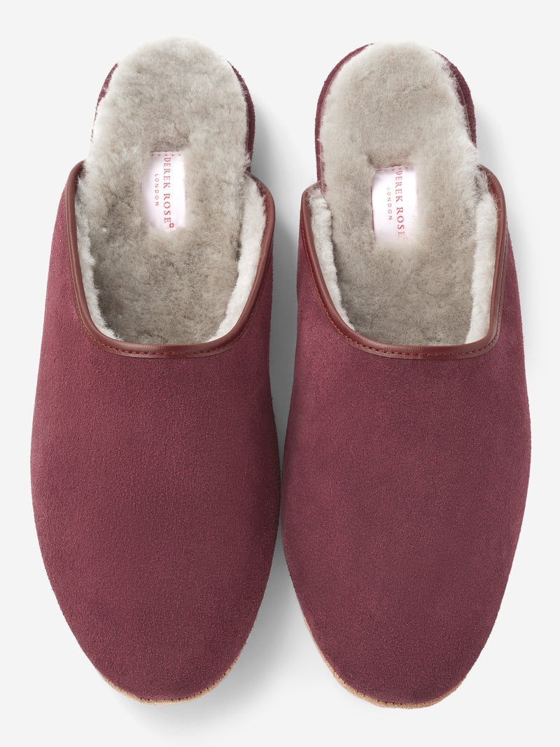 Men's Mule Slippers Douglas Suede Sheepskin Bordeaux - 4