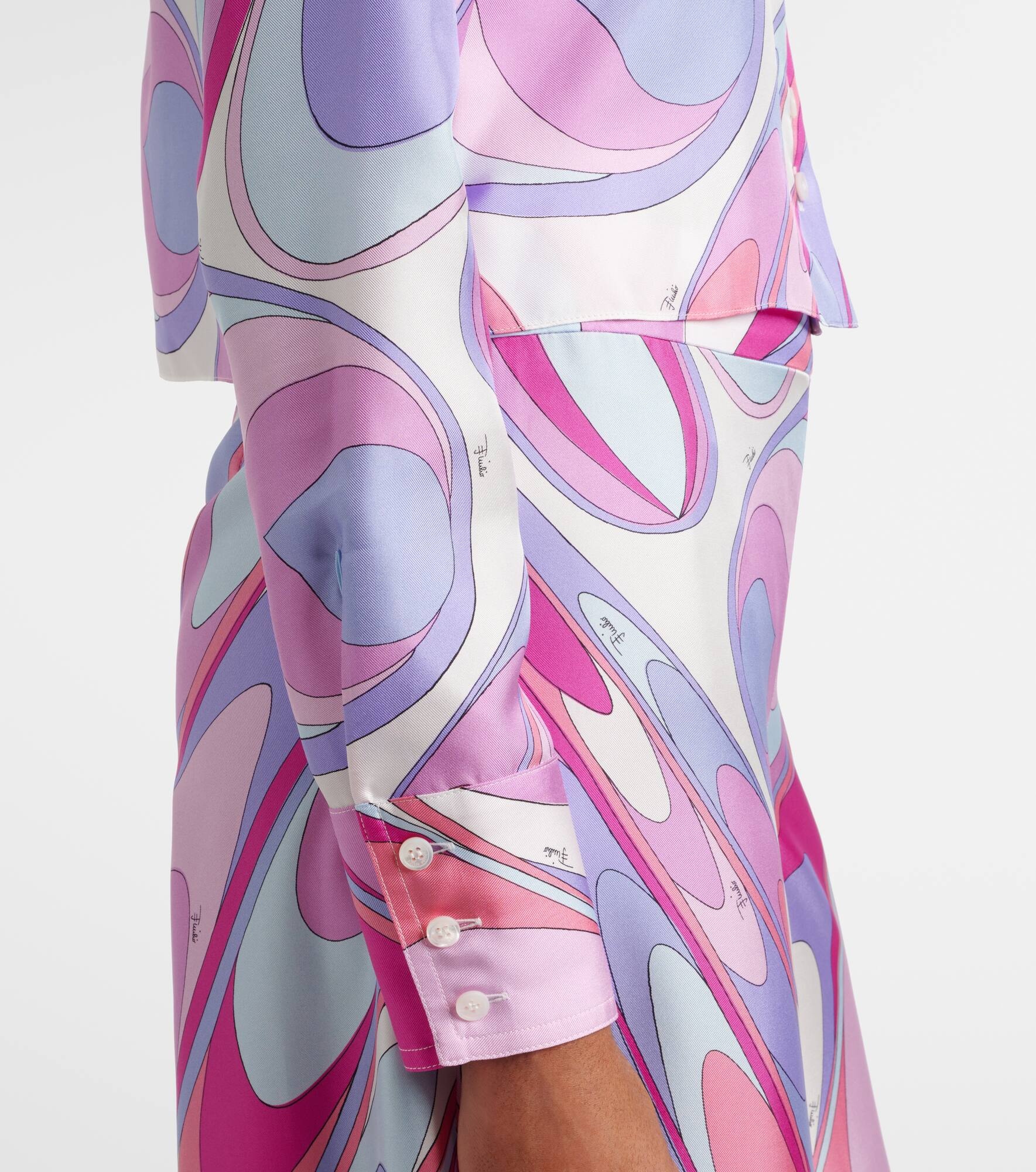 Printed cropped silk twill shirt - 5
