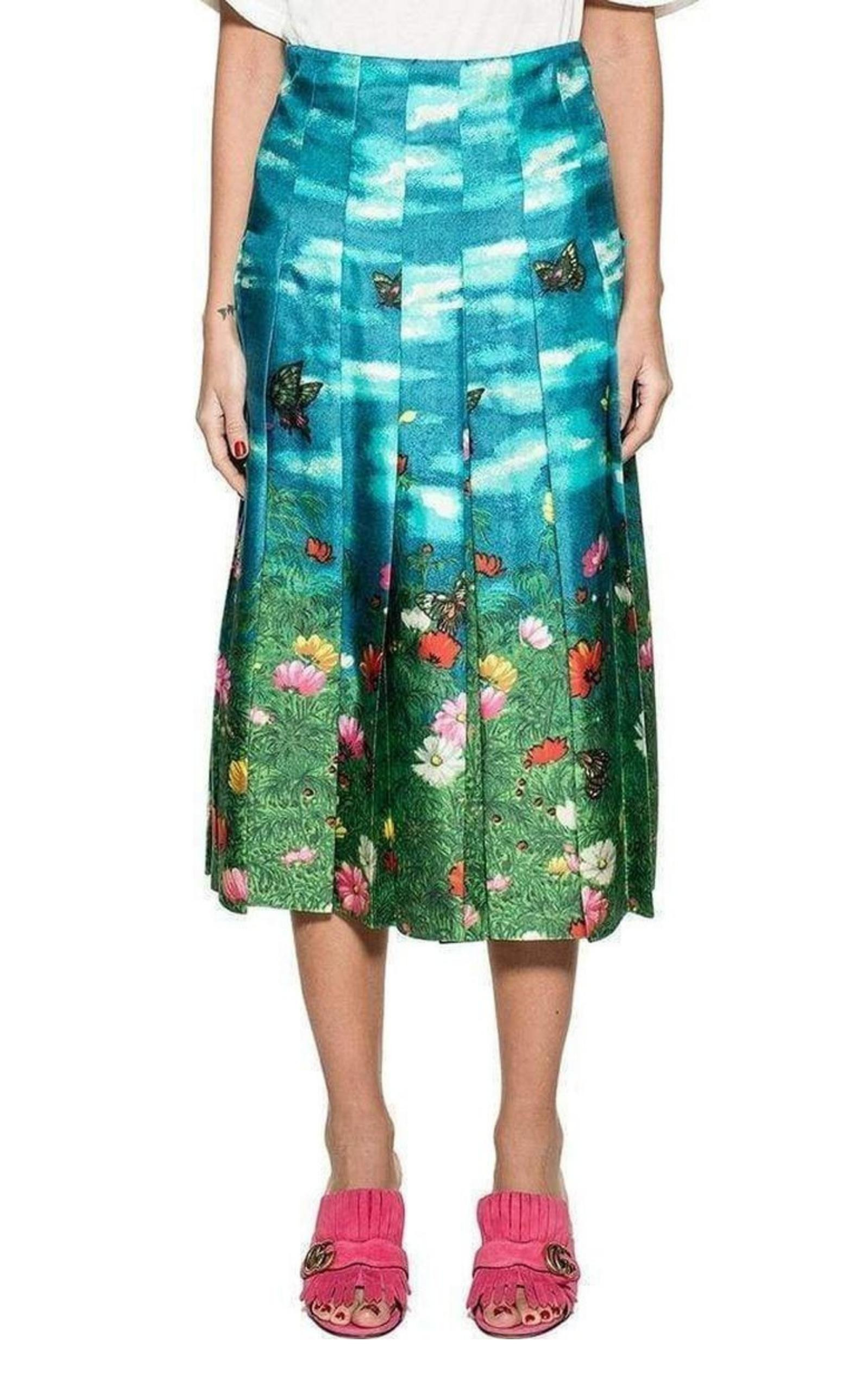 Vita Garden Pleated Silk Skirt - 4