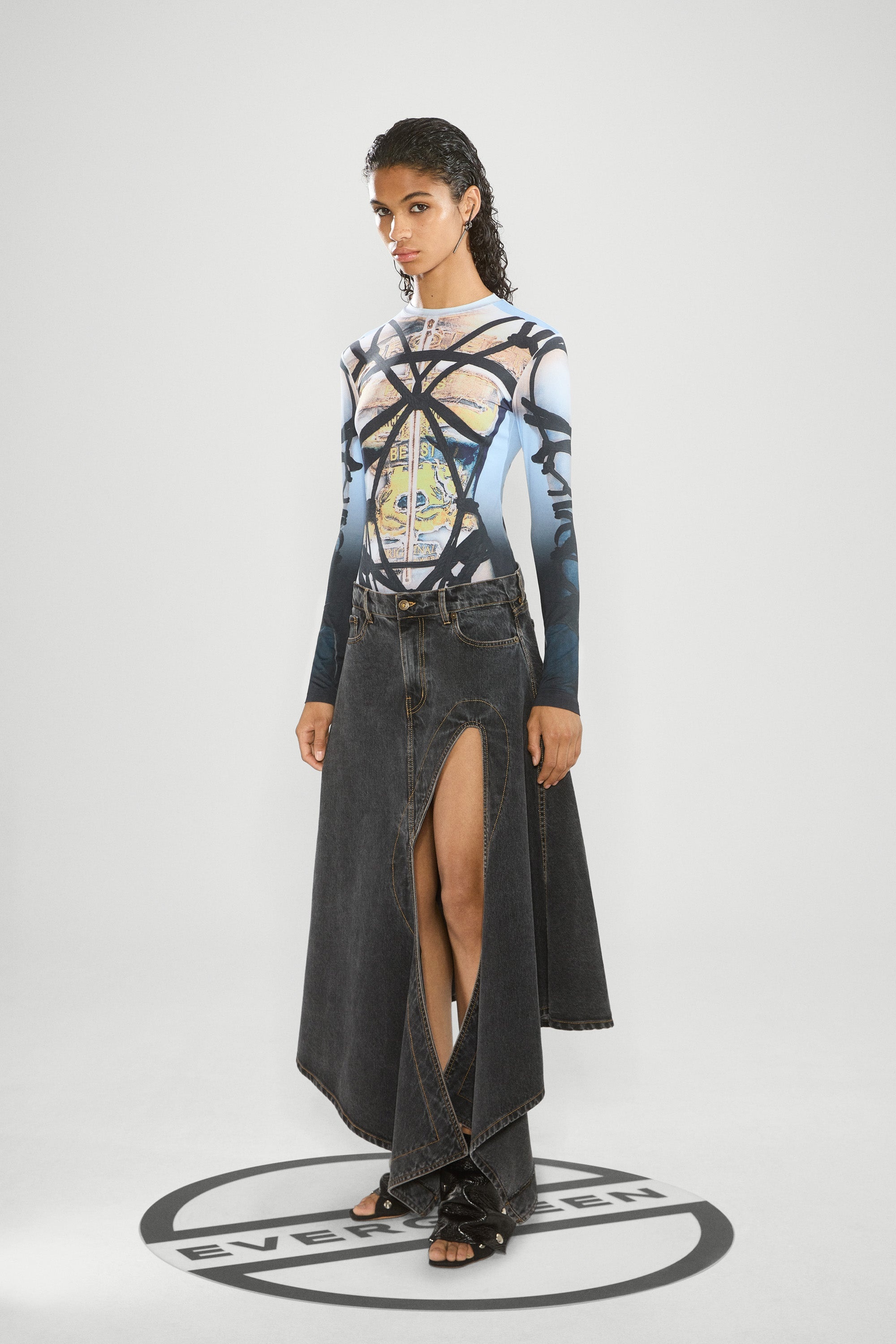 Evergreen Cut Out Denim Skirt - 3