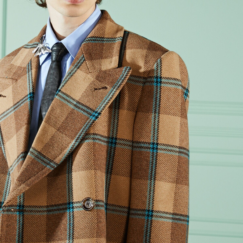 Macro check wool cropped coat 4