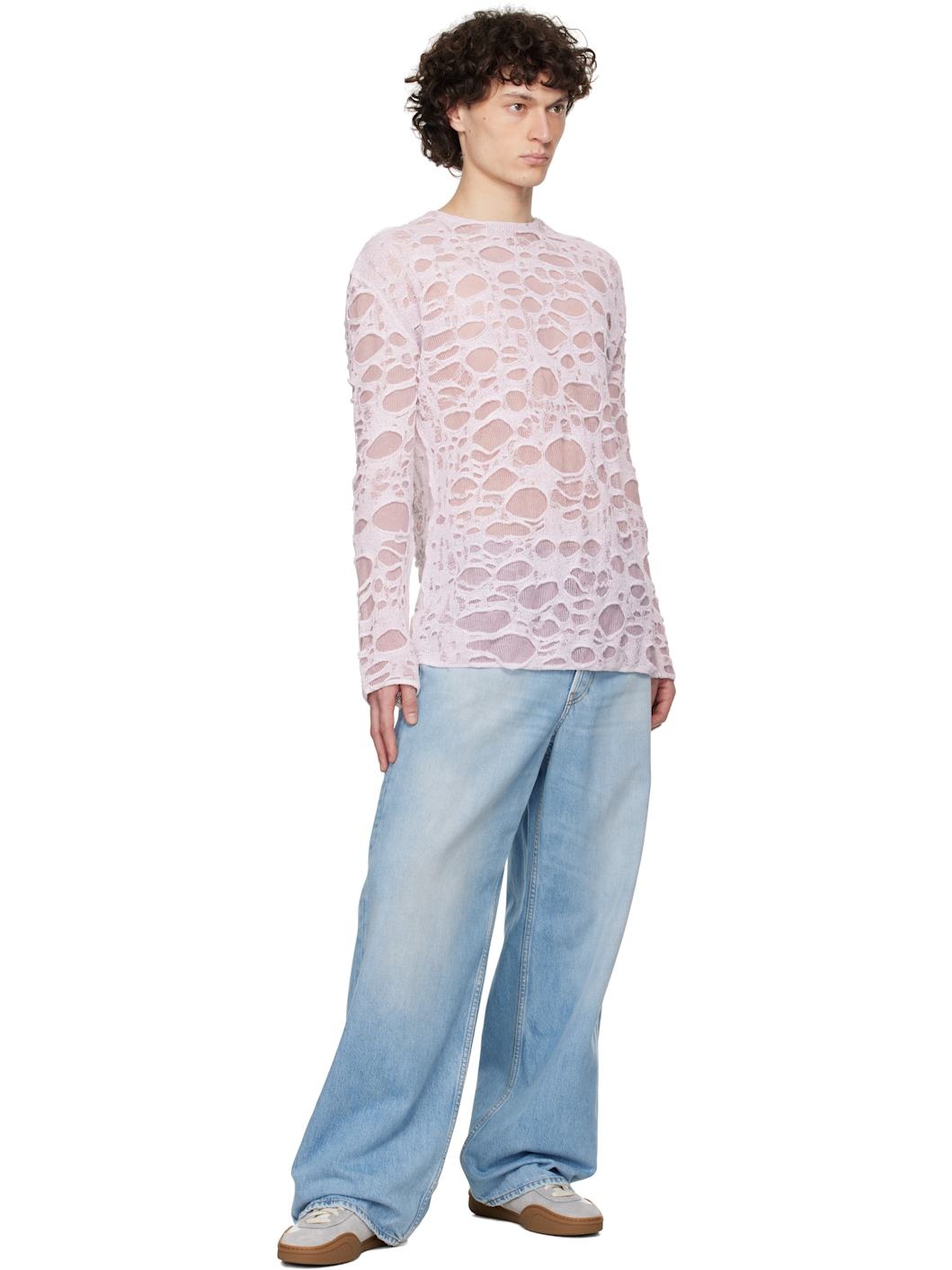 Pink & White Layered Knitted Sweater - 4