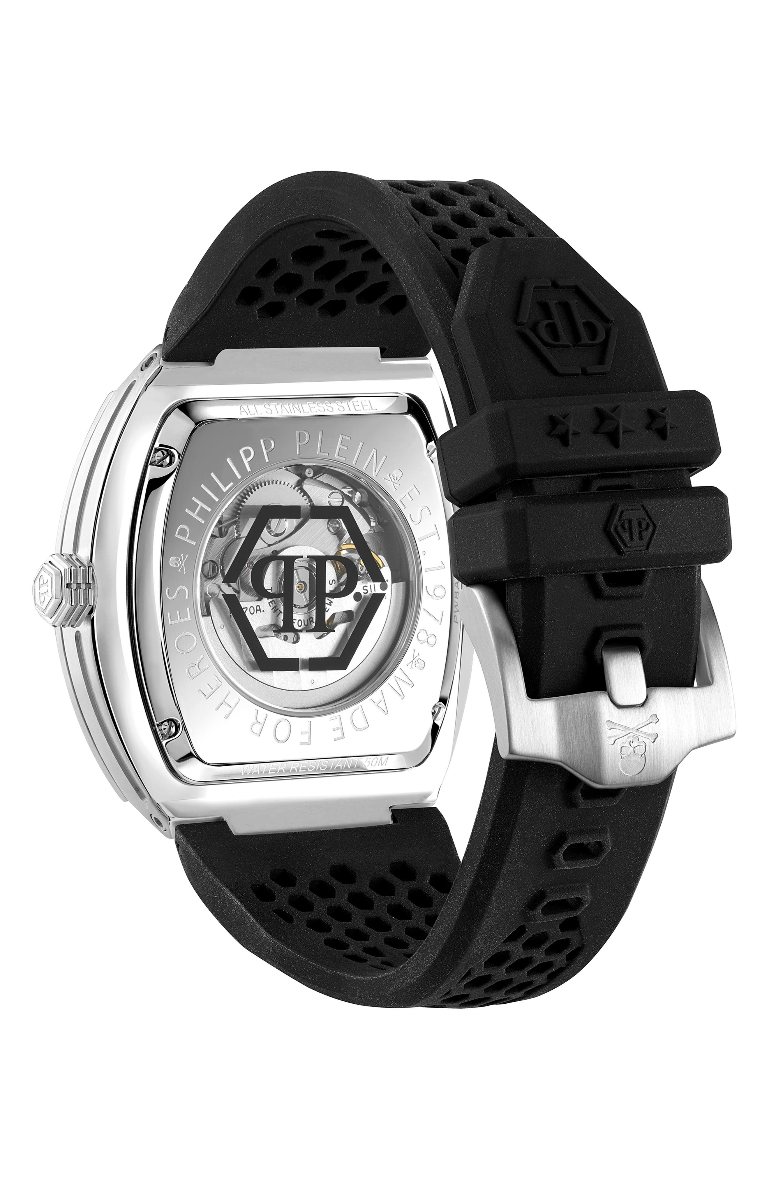 The Skeleton Silicone Strap Watch, 44mm - 3