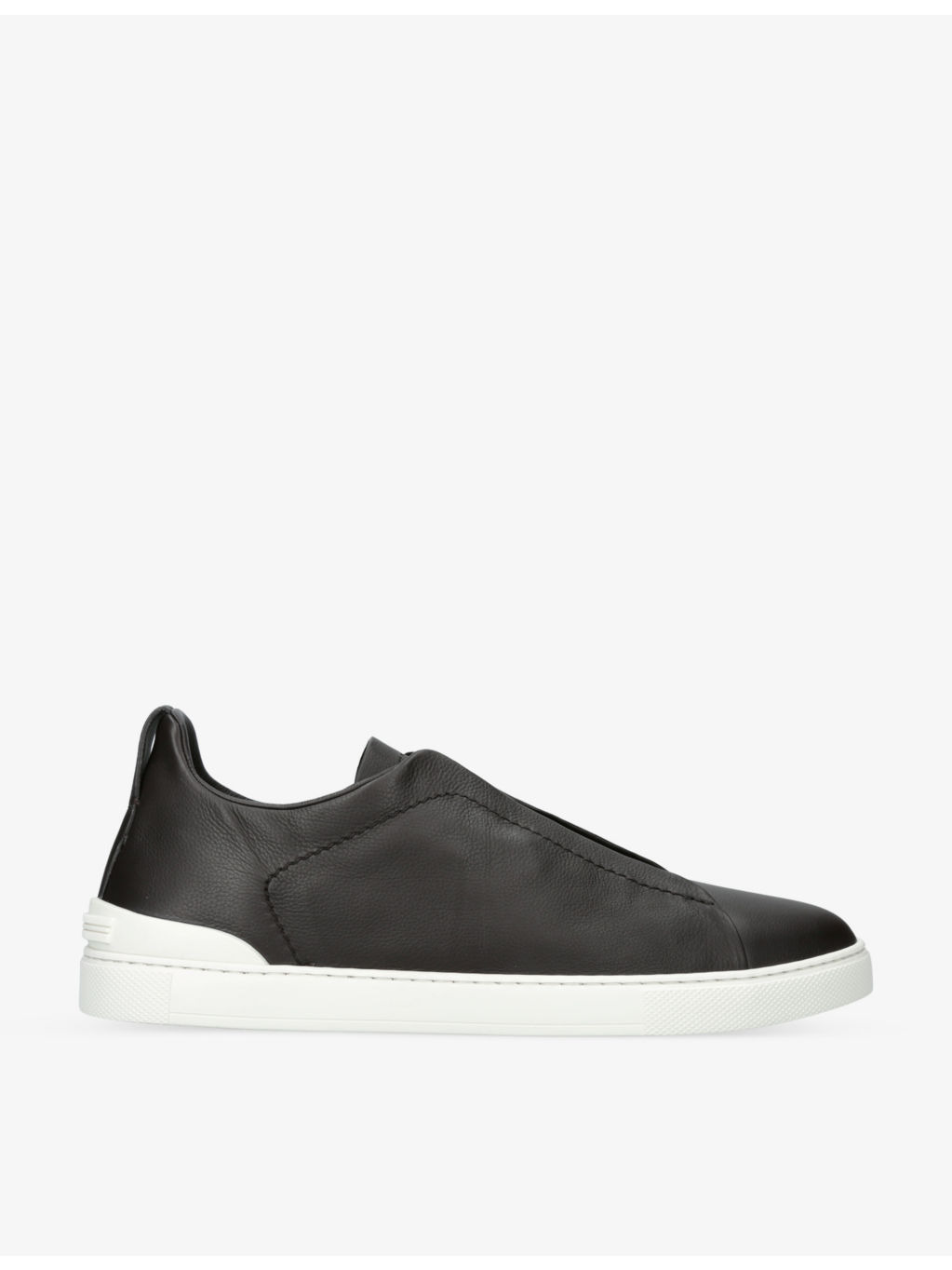 Triple Stitch brand-embroidered low-top leather trainers - 1