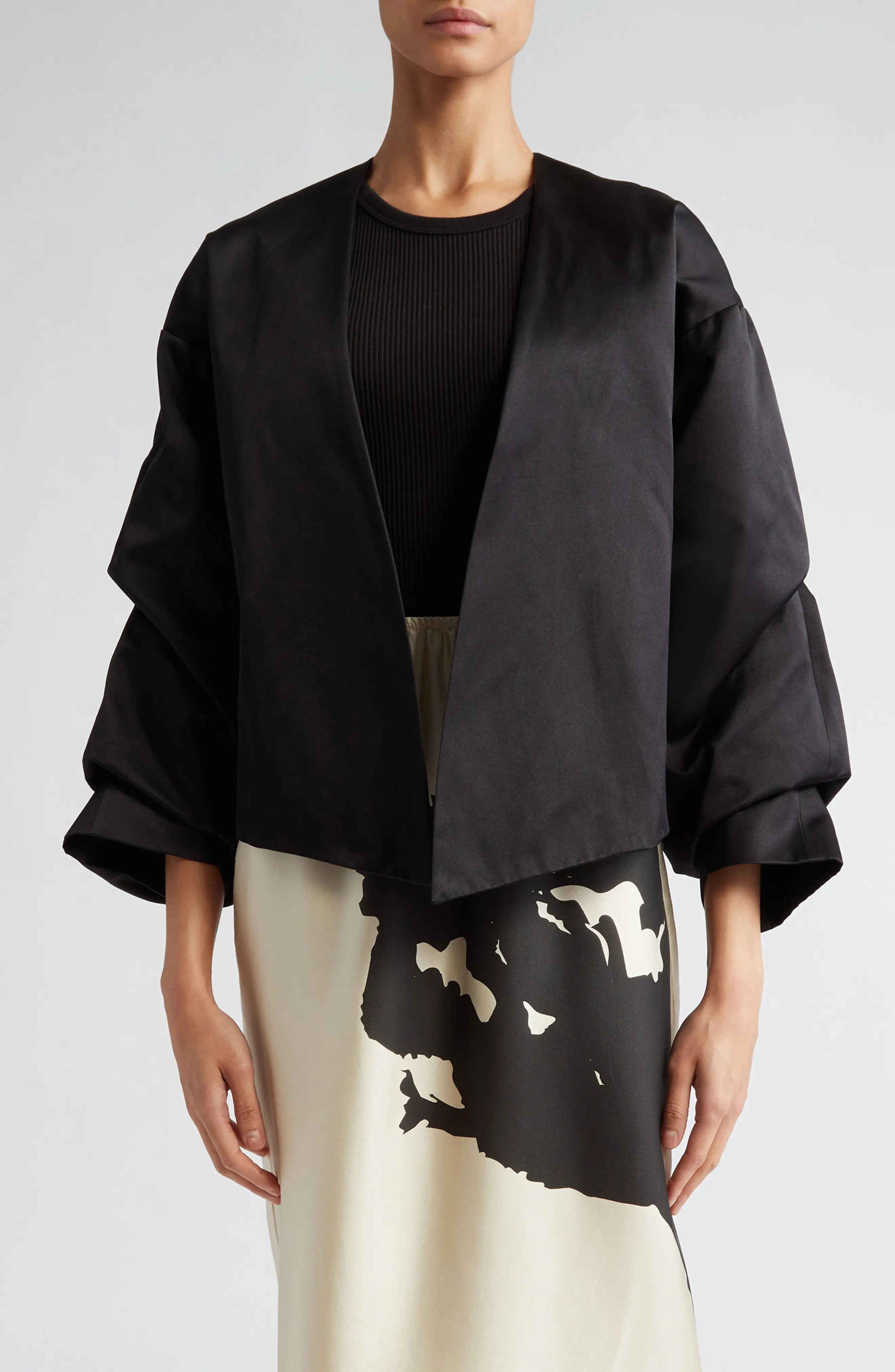 Crinkled Sleeve Organic Cotton & Organic Silk Jacket - 1