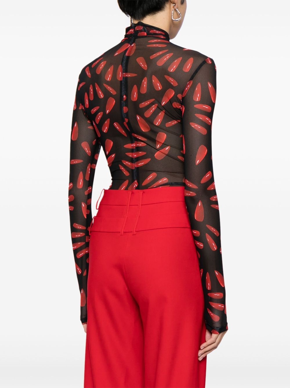 graphic-print sheer bodysuit - 4