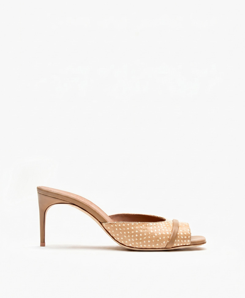 Lumi 70 Beige Polka Dot Leather Sandals 1