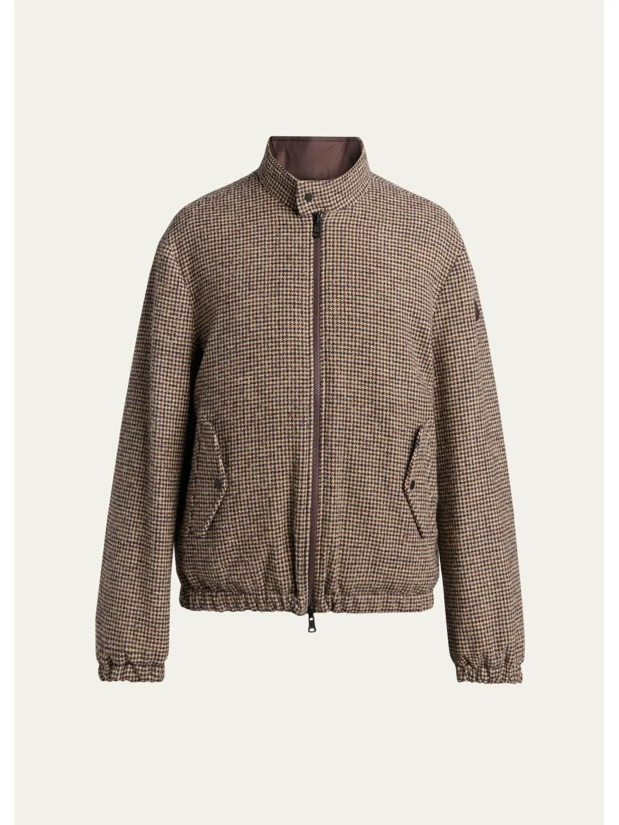 Men's Pied de Poule Short Down Jacket - 1