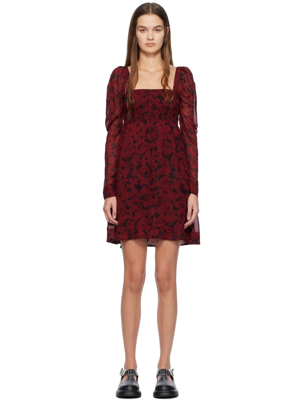 Red & Black Printed Minidress - 1