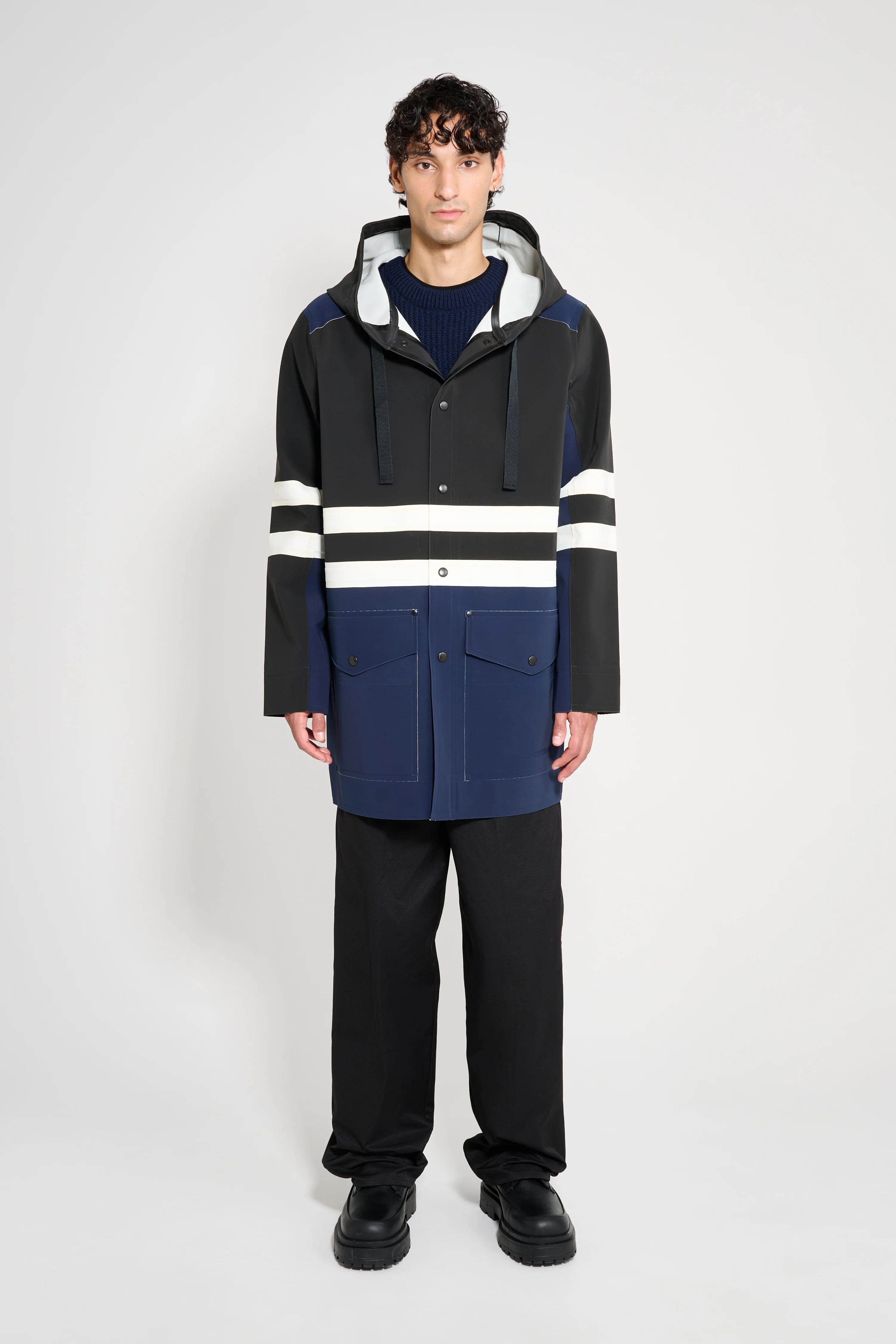 Nockeby Raincoat Black/Navy/White - 1
