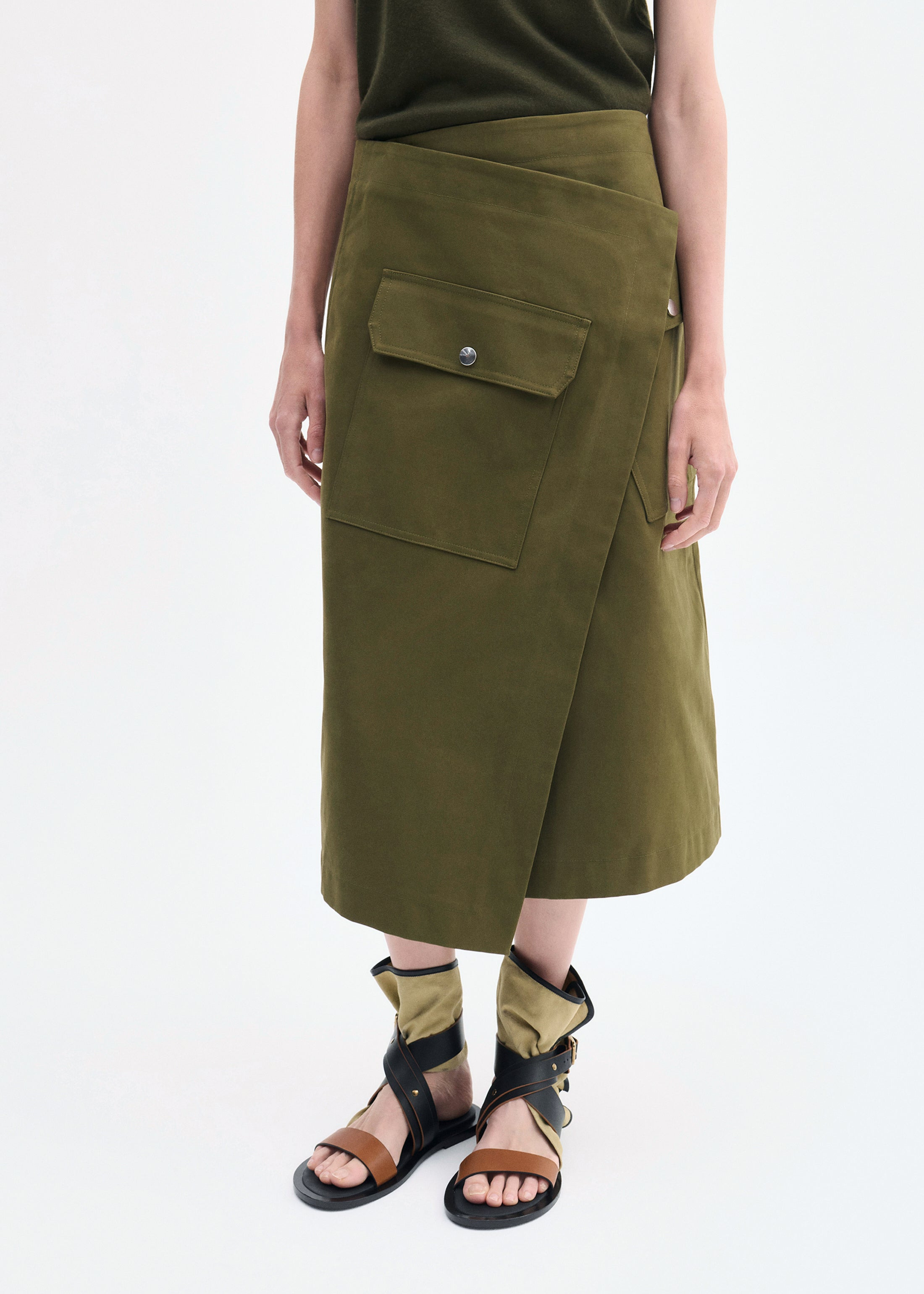 Wrap Skirt in Brushed Cotton - 3
