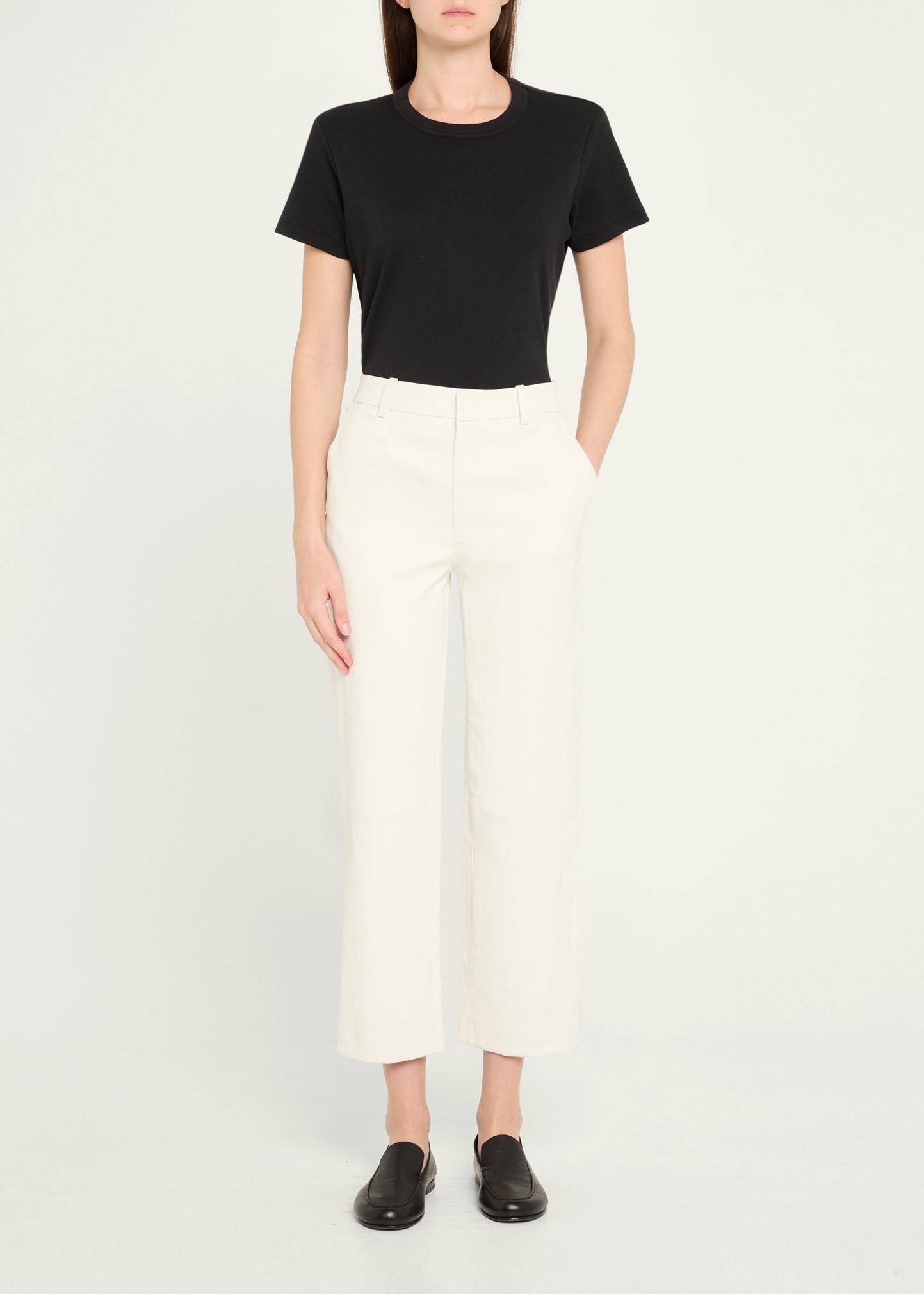 Cropped Bootcut Leather Trousers - 2