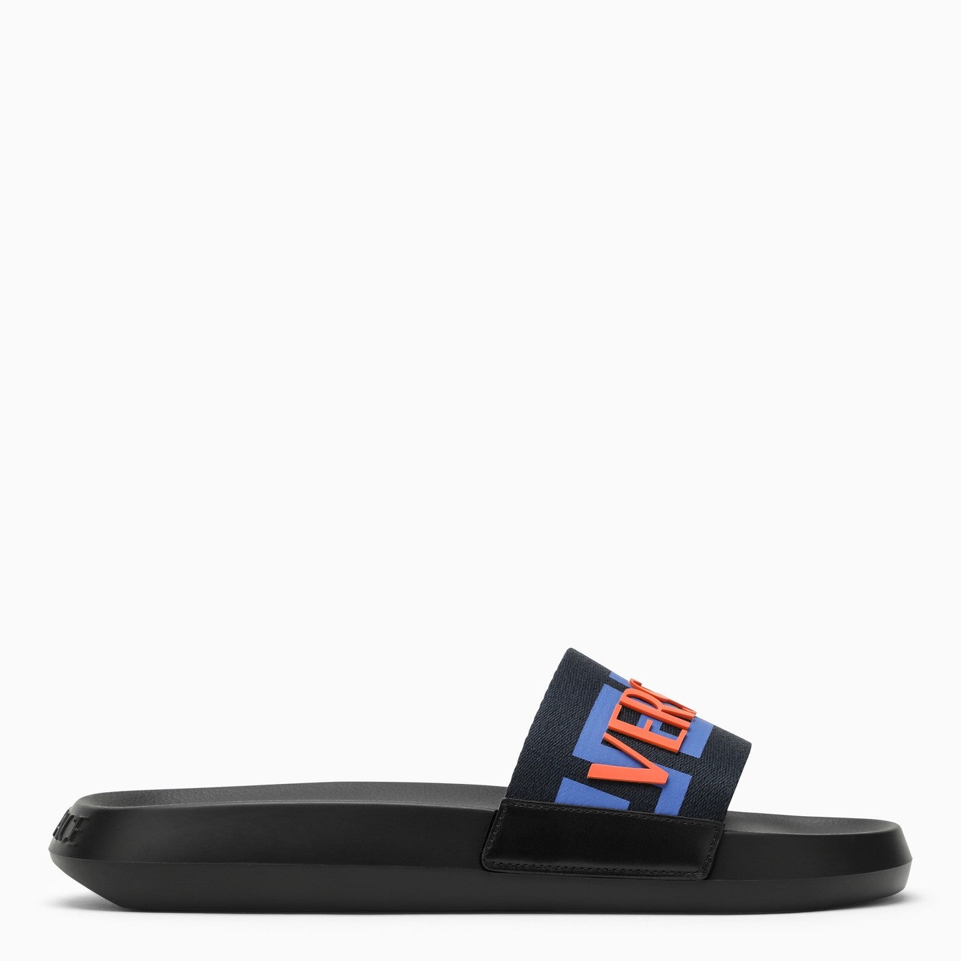 Versace Black Rubber Slide With Logo - 1