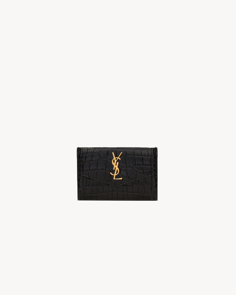 UPTOWN FLAP CARD CASE IN CROCODILE-EMBOSSED SHINY LEATHER 1