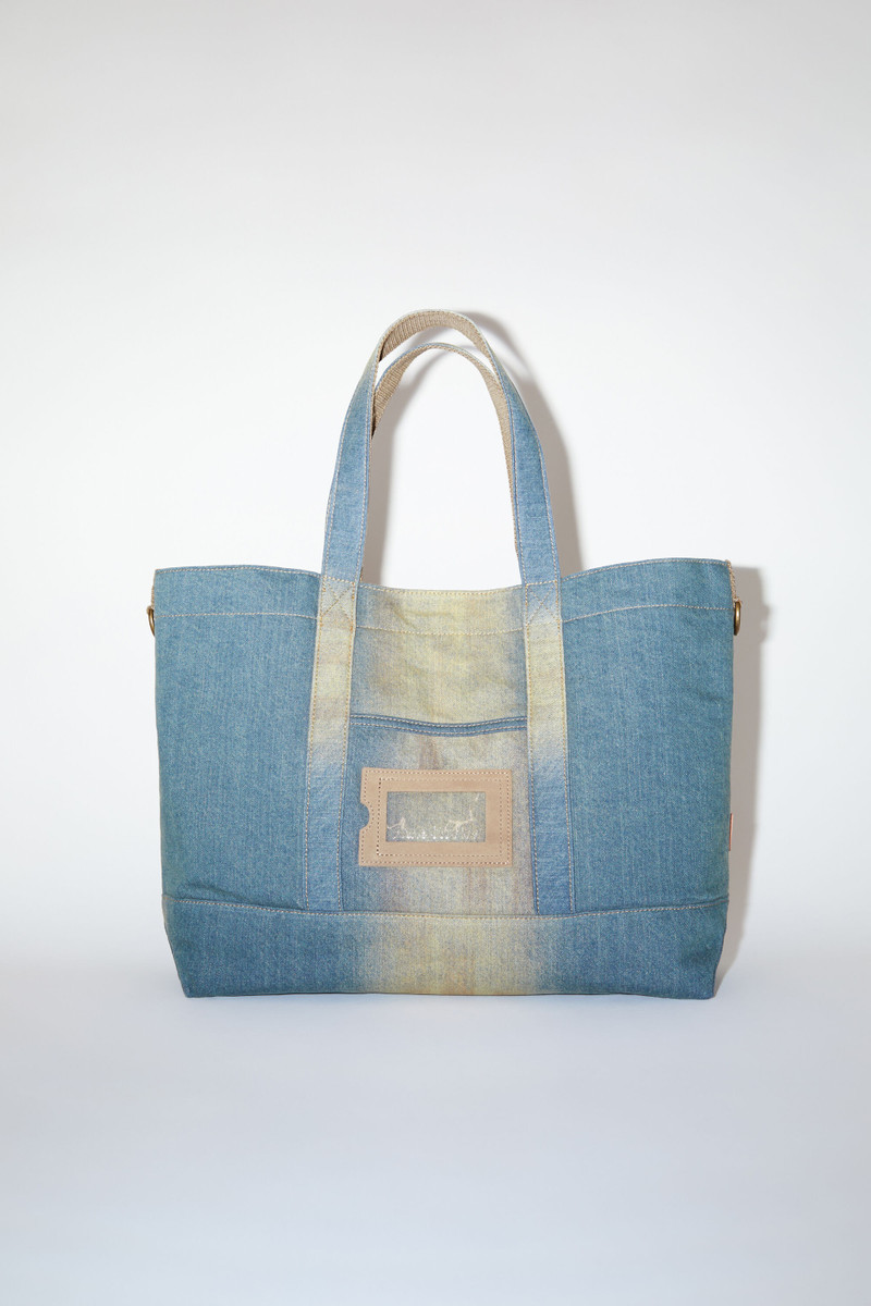Denim tote bag - Light blue/beige 1