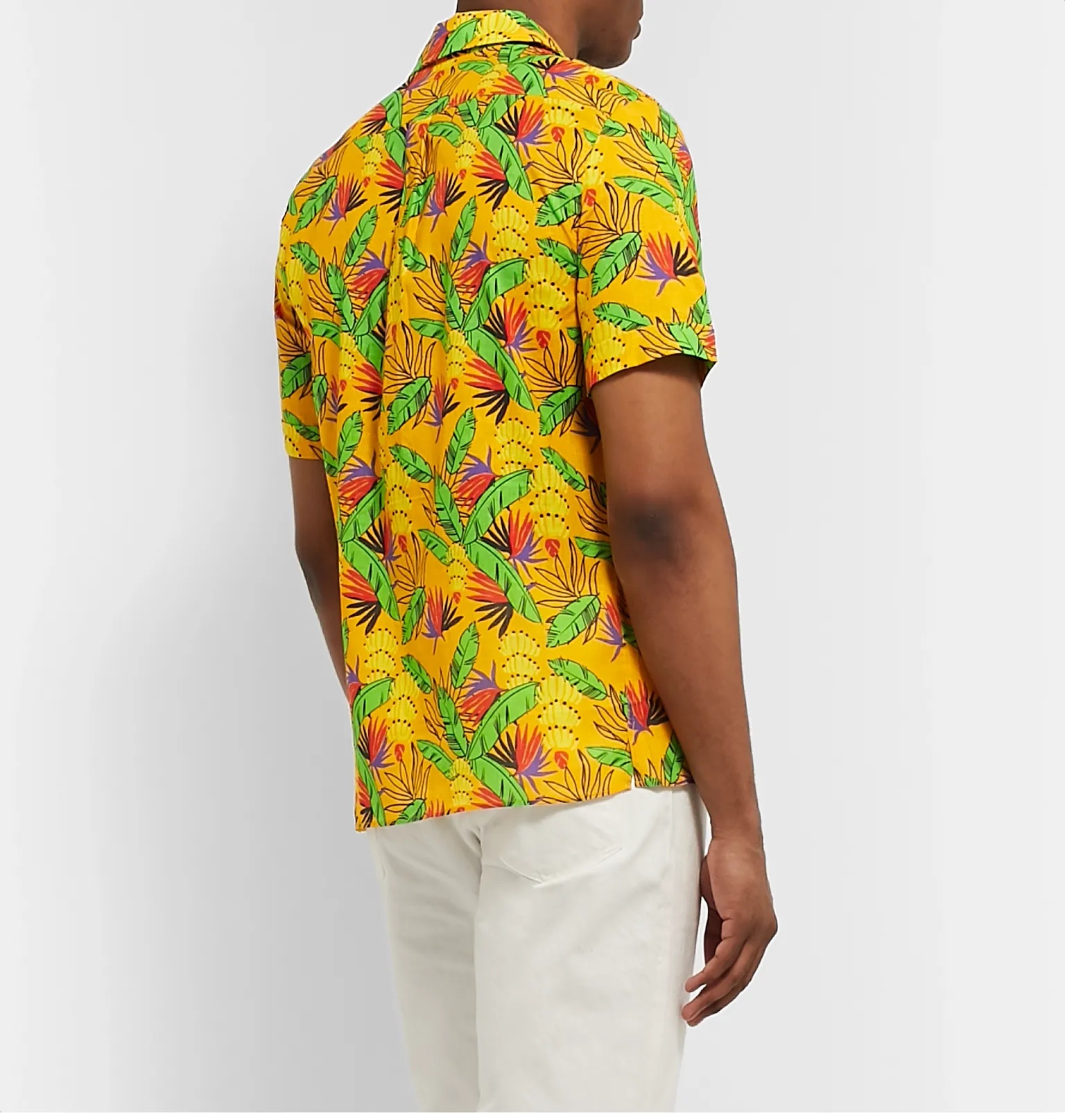 Camp-Collar Printed Cotton and Linen-Blend Shirt - 5