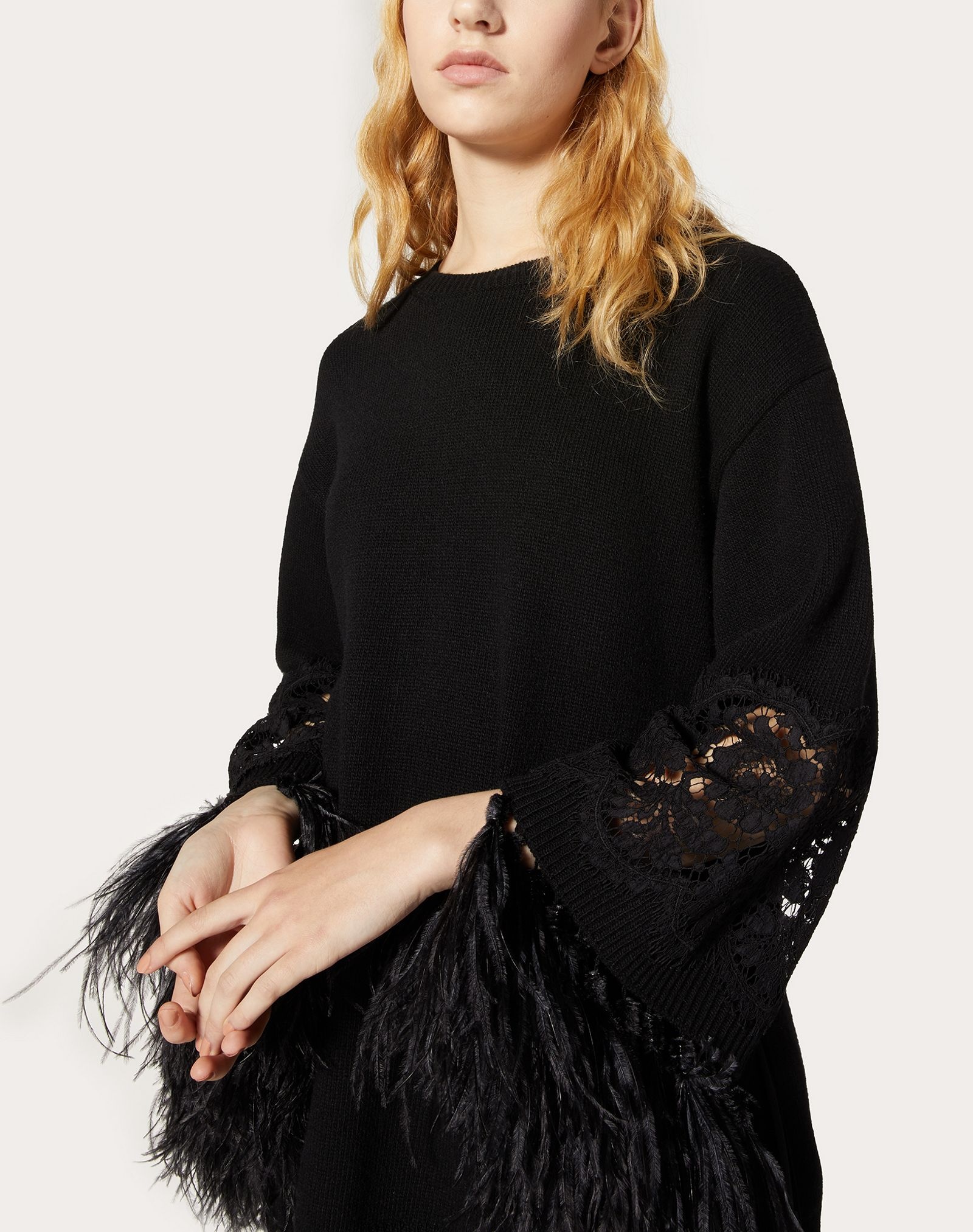 Wool Cashmere Sweater with Feathers - 5