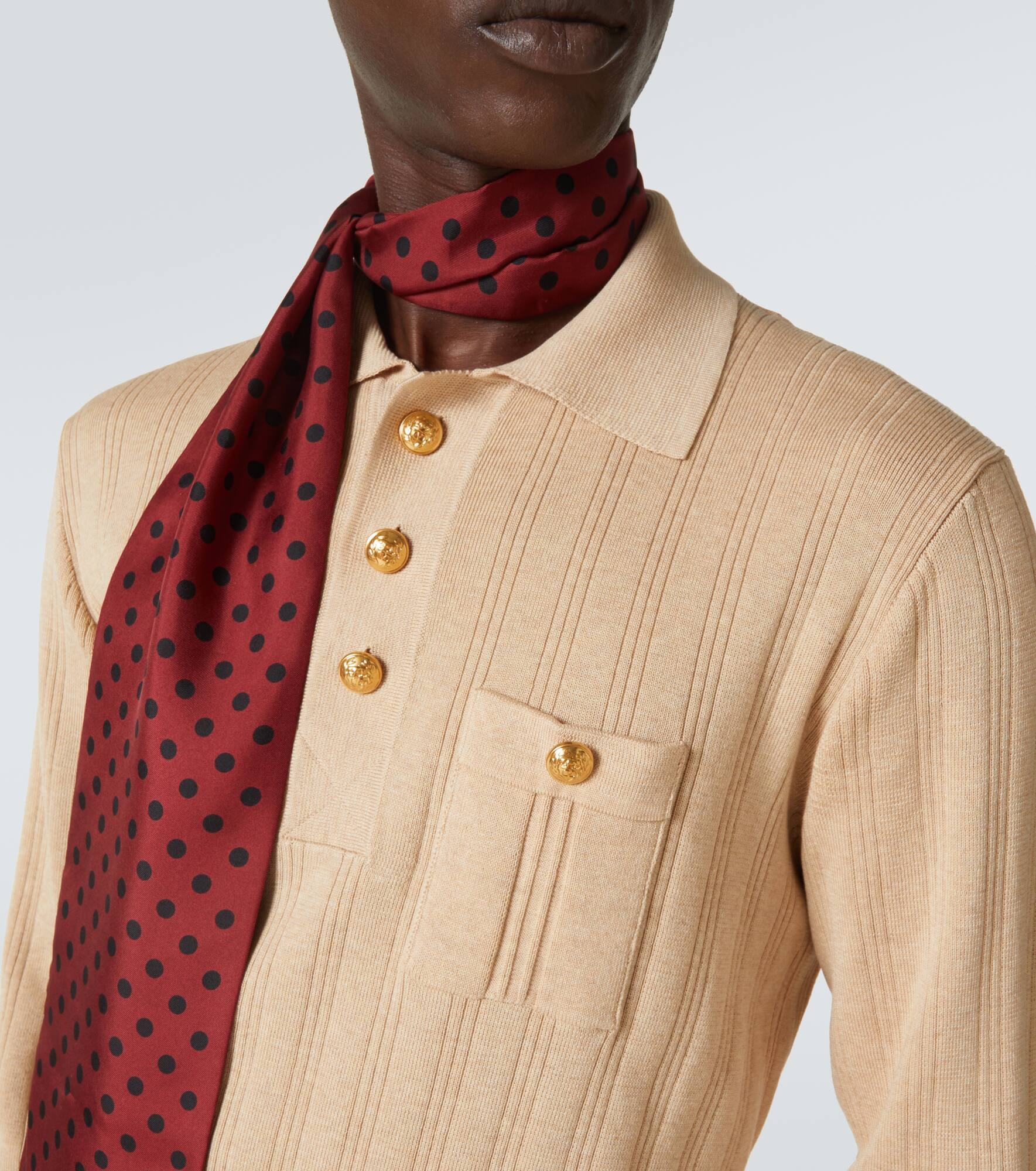 Ribbed-knit cotton polo sweater - 5