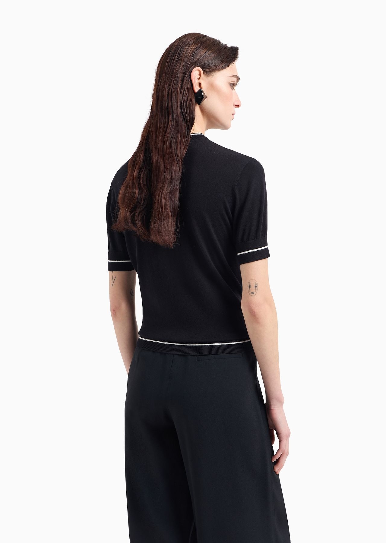 Short-sleeved jumper with all-over micro-eagle embroidery - 5