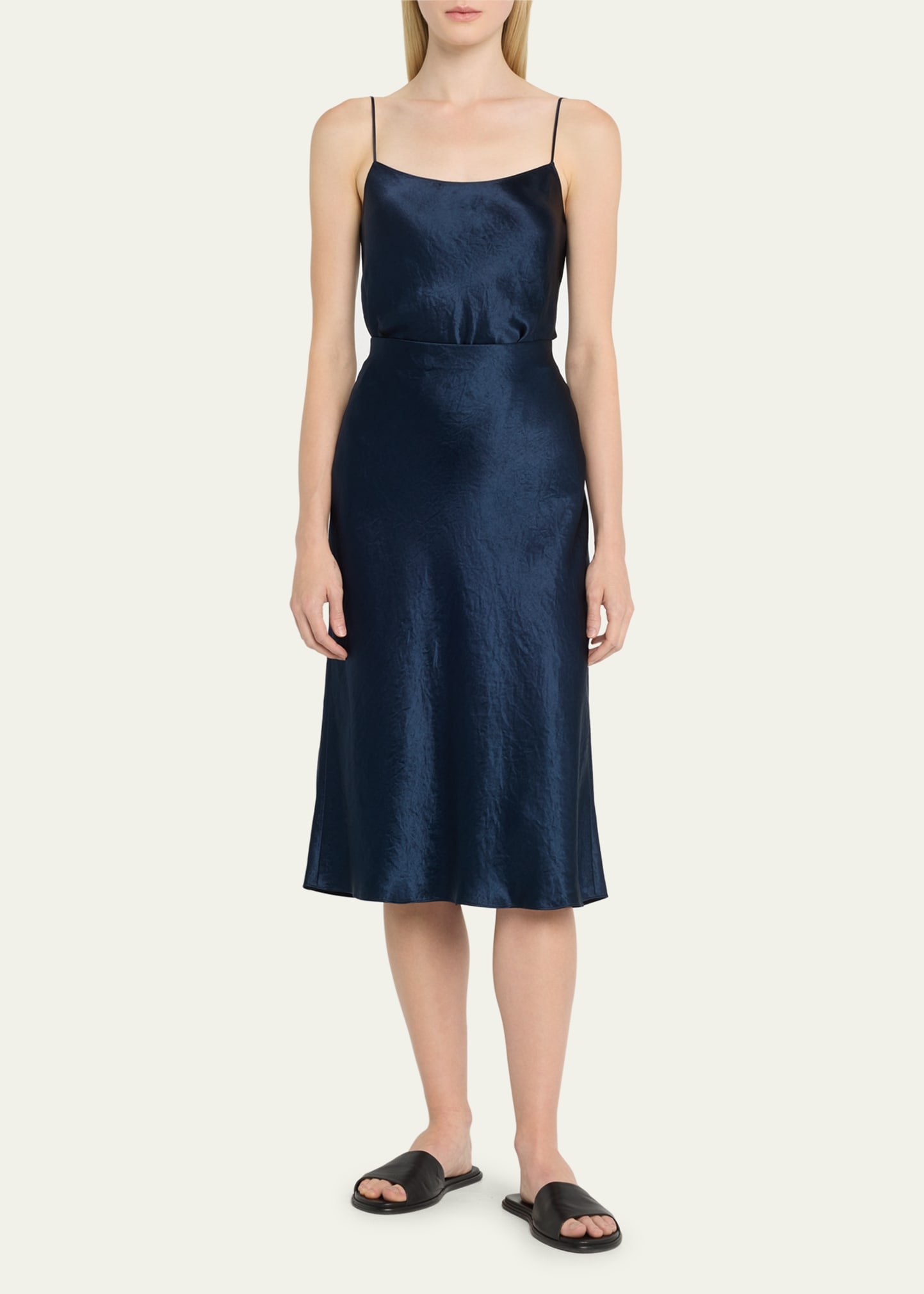 Satin Slip Midi Skirt - 2