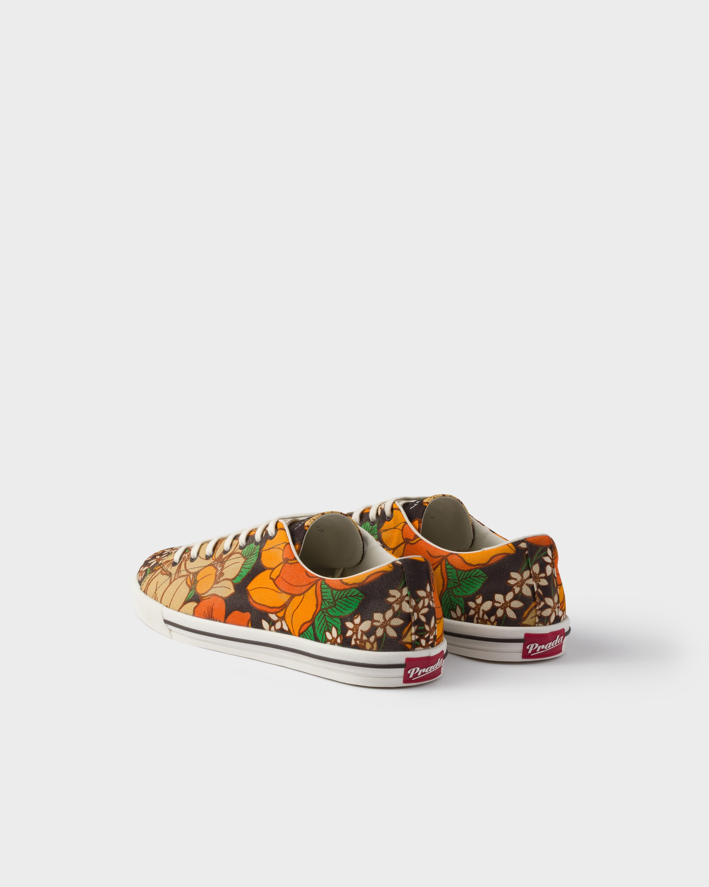 Laced floral print canvas sneakers - 5