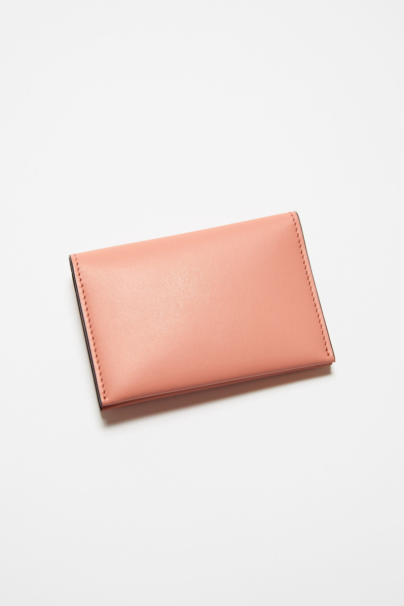 Folded leather wallet - Salmon pink 4