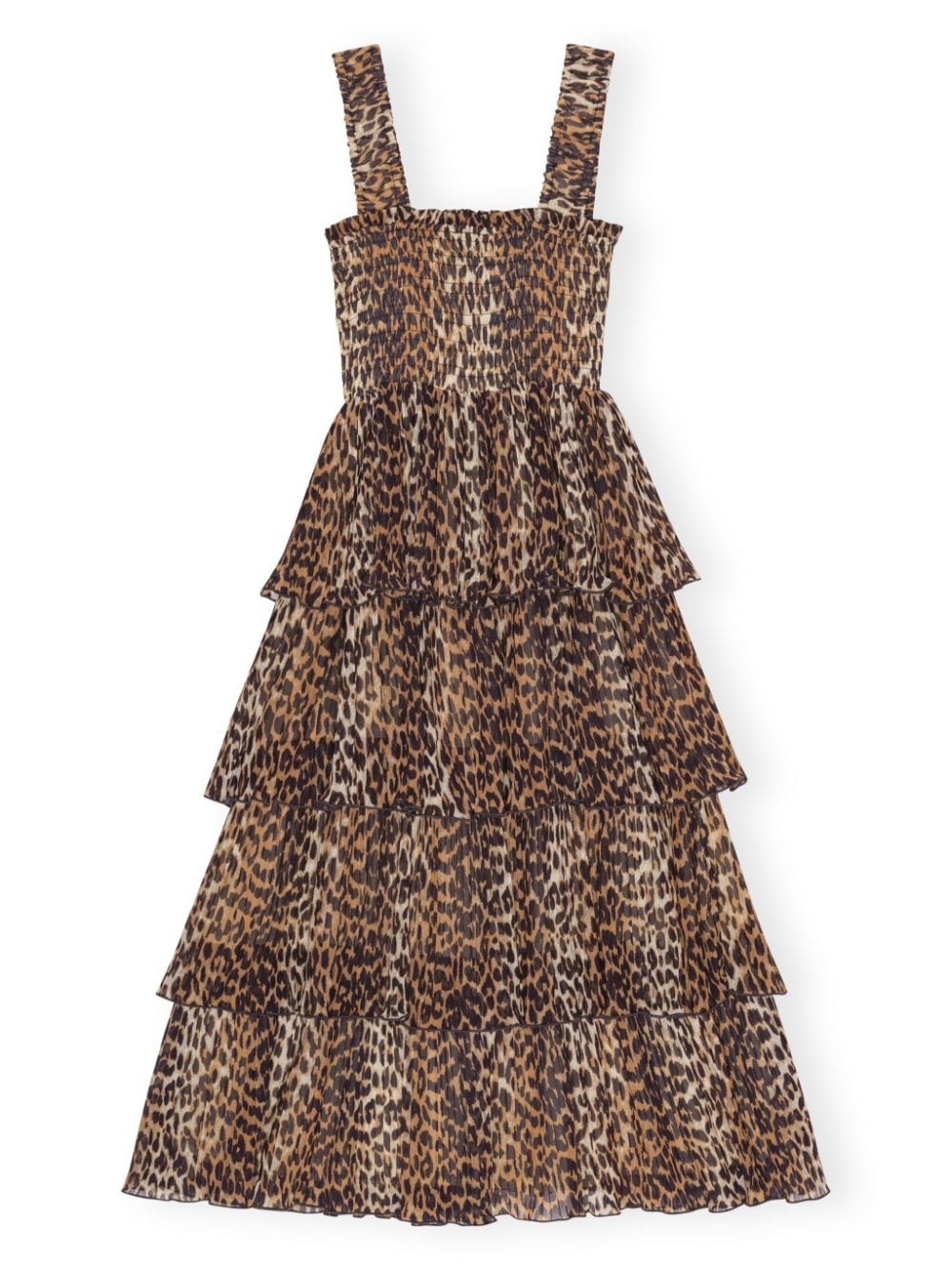 leopard-print layered midi dress - 2