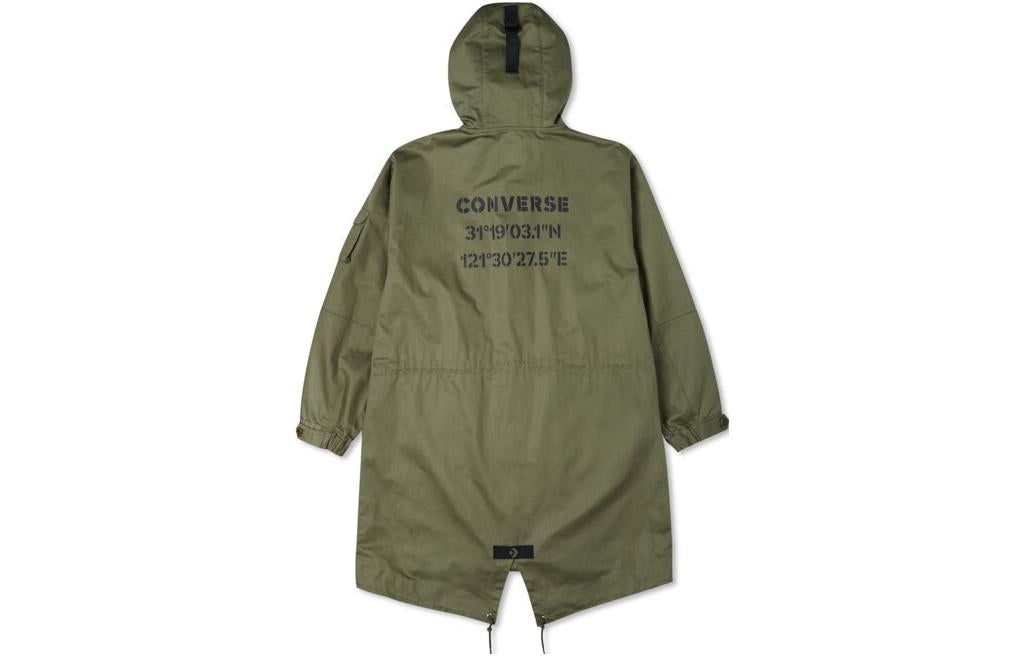 Converse Coordinates Hooded Long Jacket 'Dusty Green' 10023714-A01 - 2