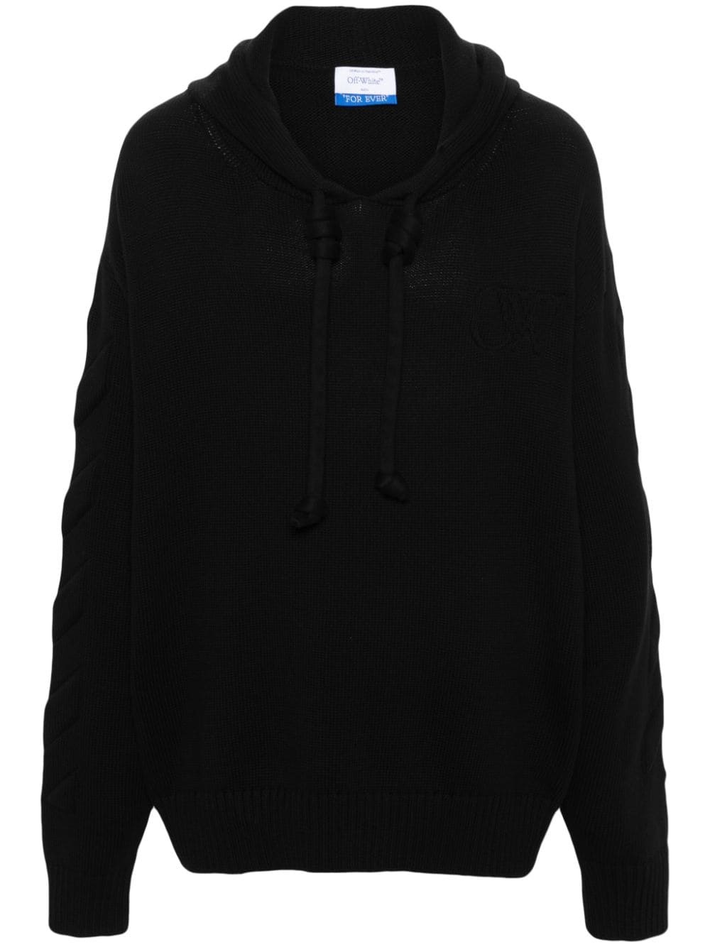 embossed-logo knitted hoodie - 1