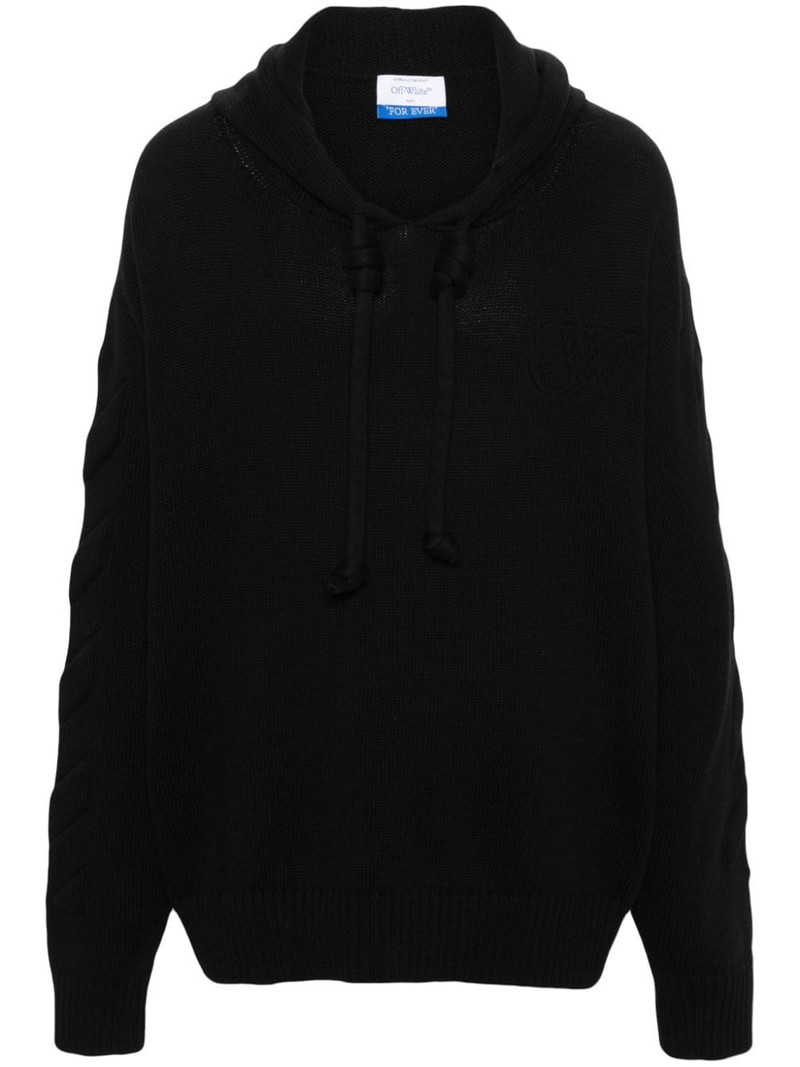 embossed-logo knitted hoodie 1
