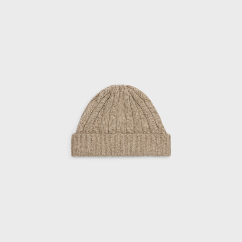 CELINE cable-knit triomphe cap in cashmere outlook