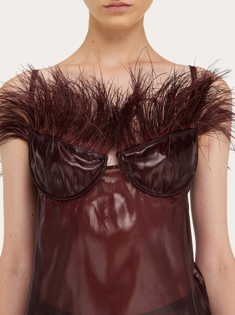 Organza top with feather embellishment 5