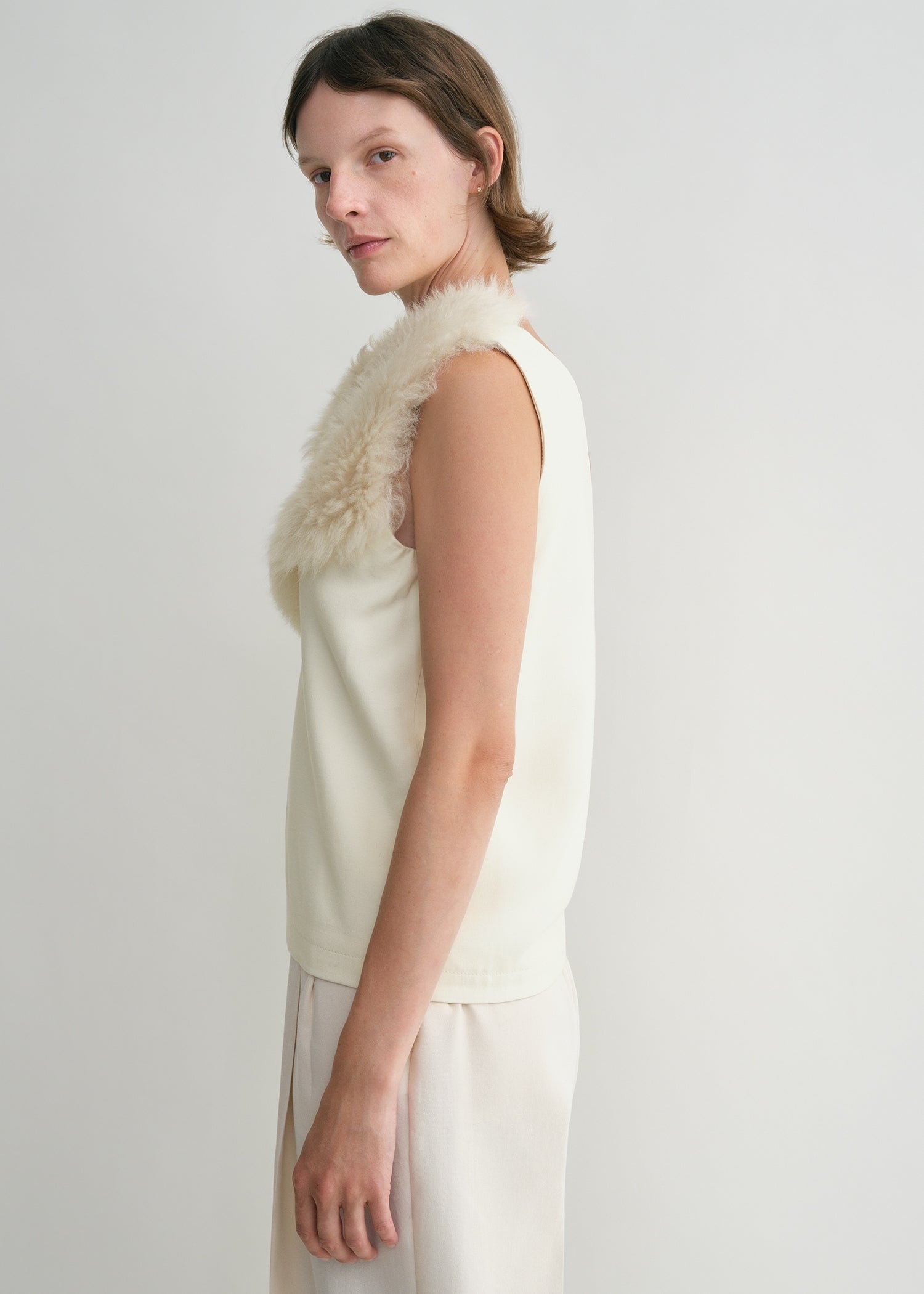 Shearling appliqué top macadamia - 3