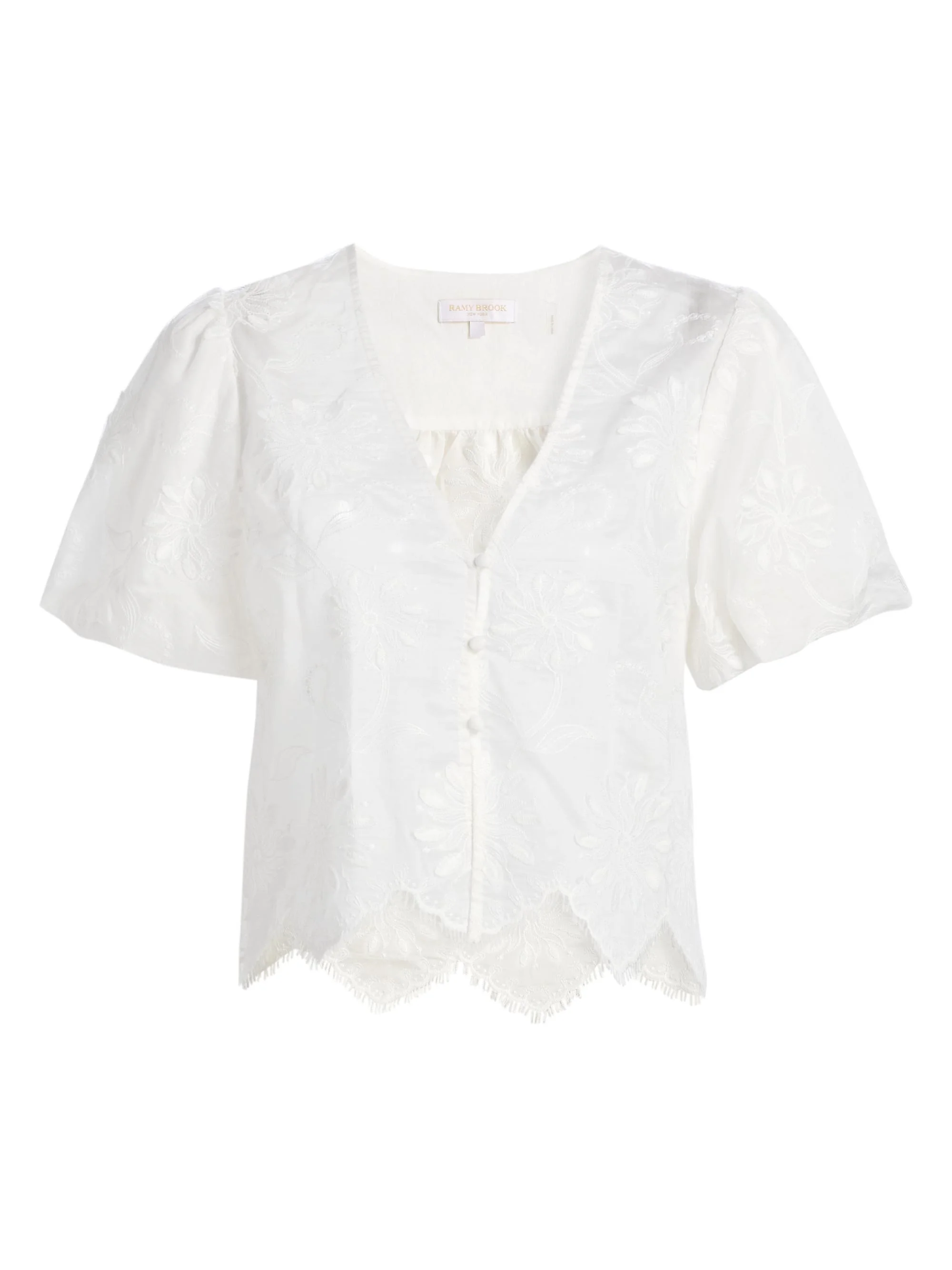 Women's Chrissie Floral Embroidered Organza Crop Top - Ivory Organza - 1