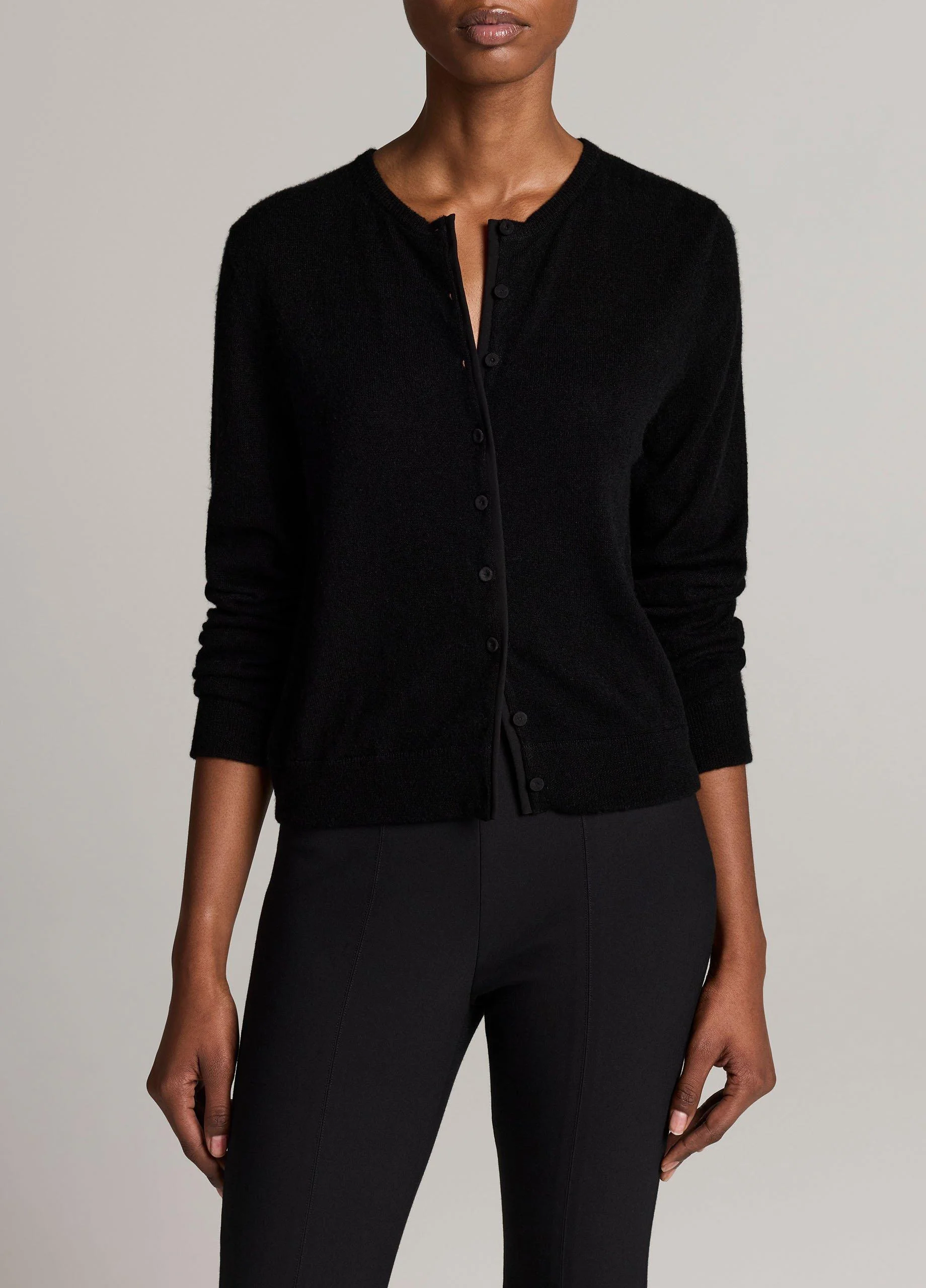 Wool-Blend Mixed-Media Cardigan - 1