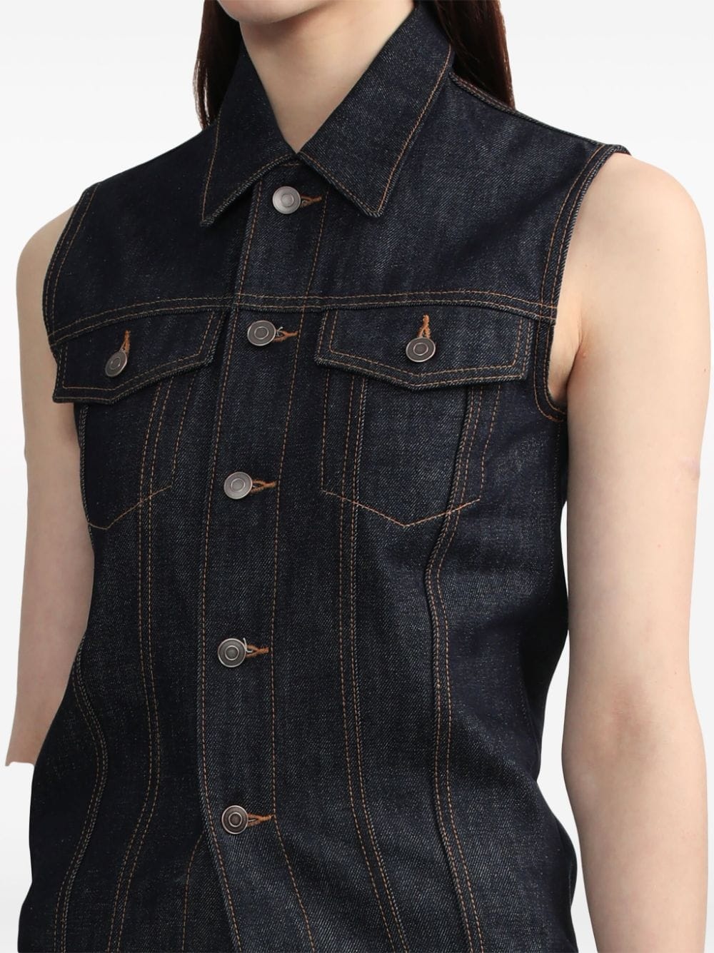 sleeveless denim vest - 5